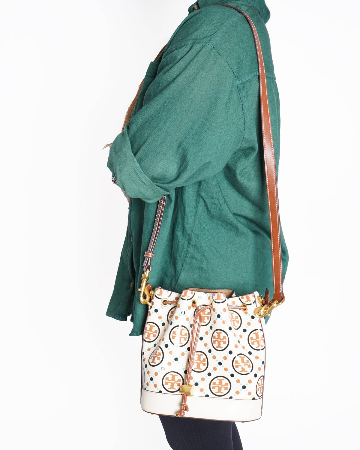 Tory Burch T Monogram Contrast Embossed Bucket Bag