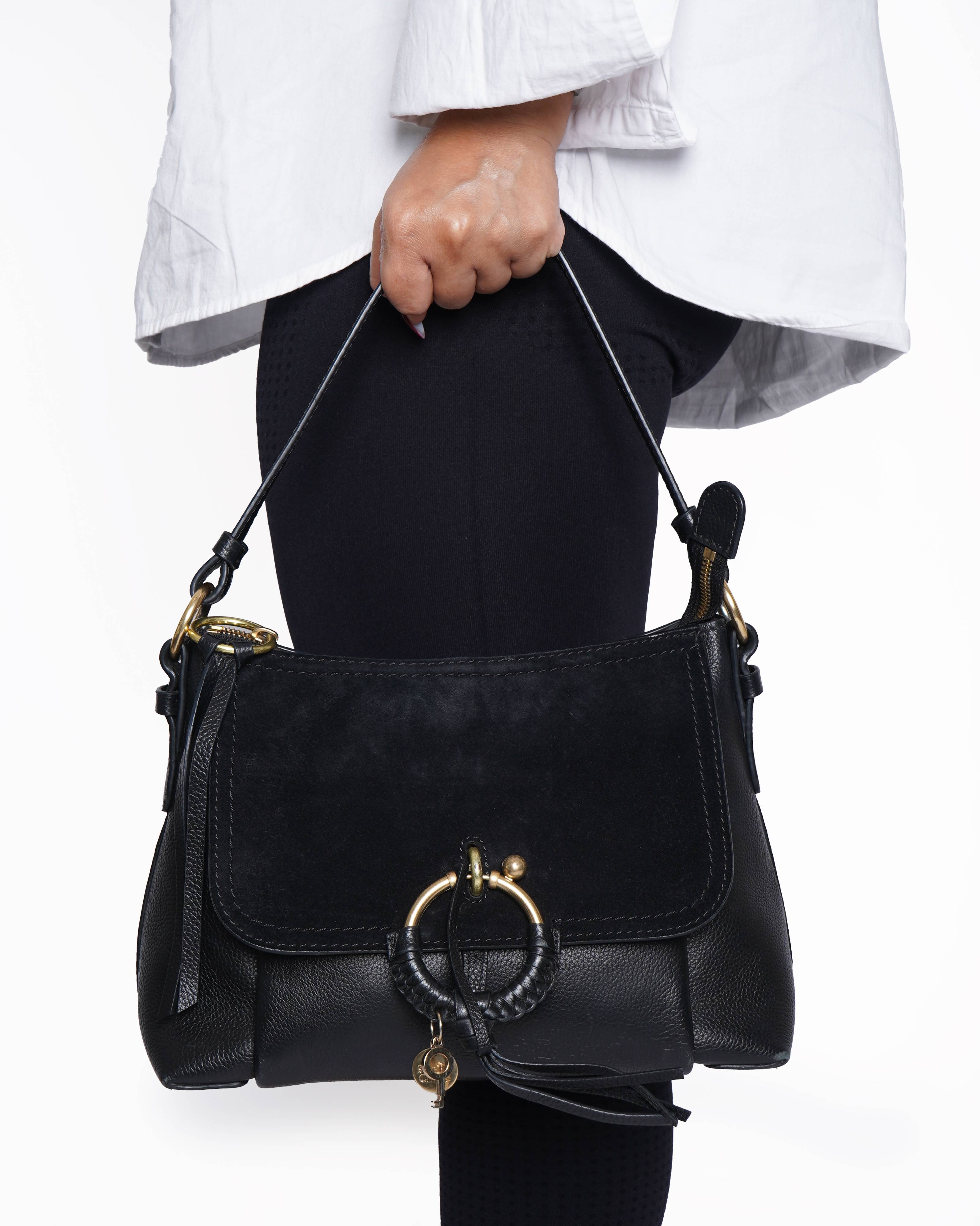 See By Chloé Joan Black Suede & Leather Shoulder bag