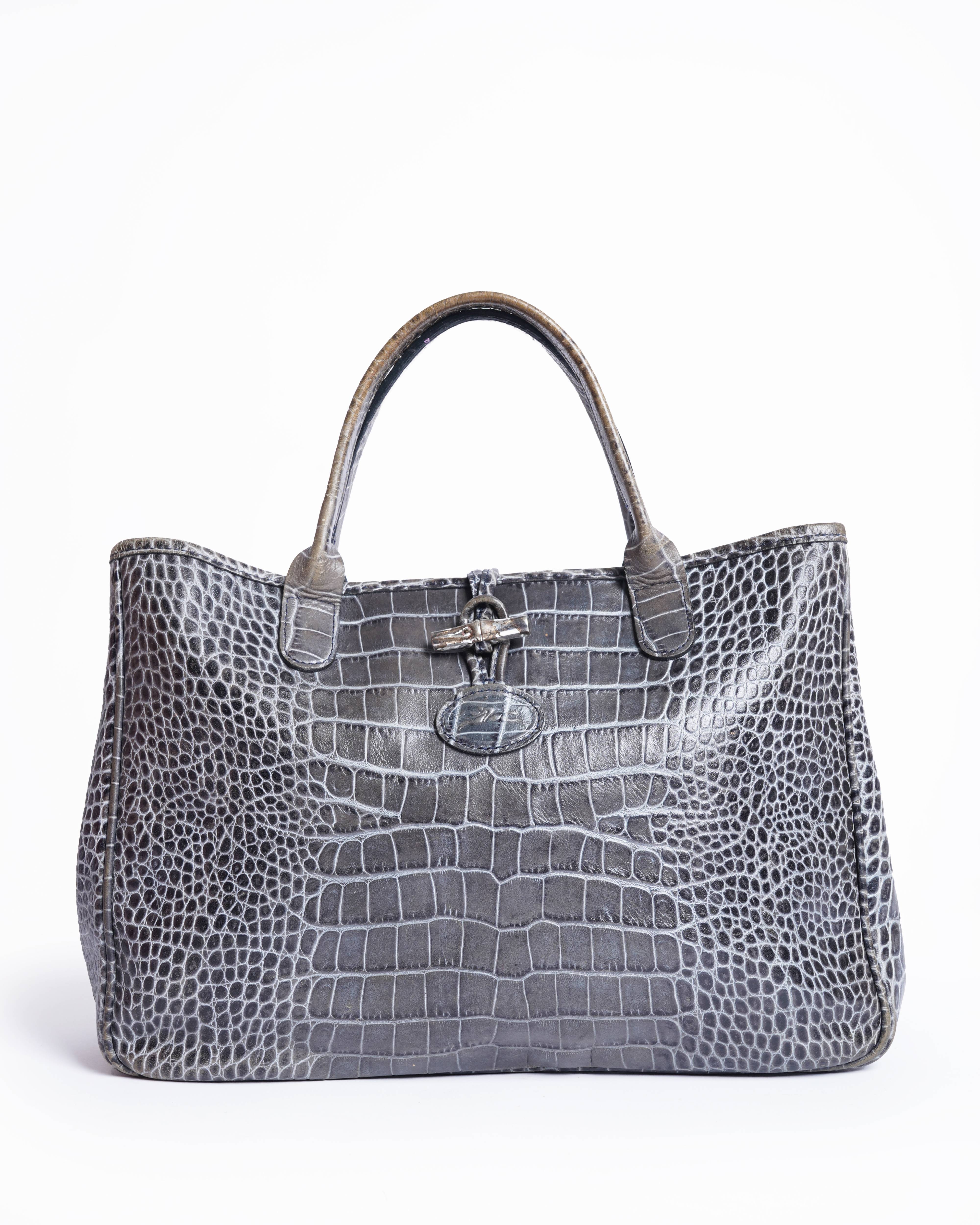 Long Champ Shoulder Bag In Grey
