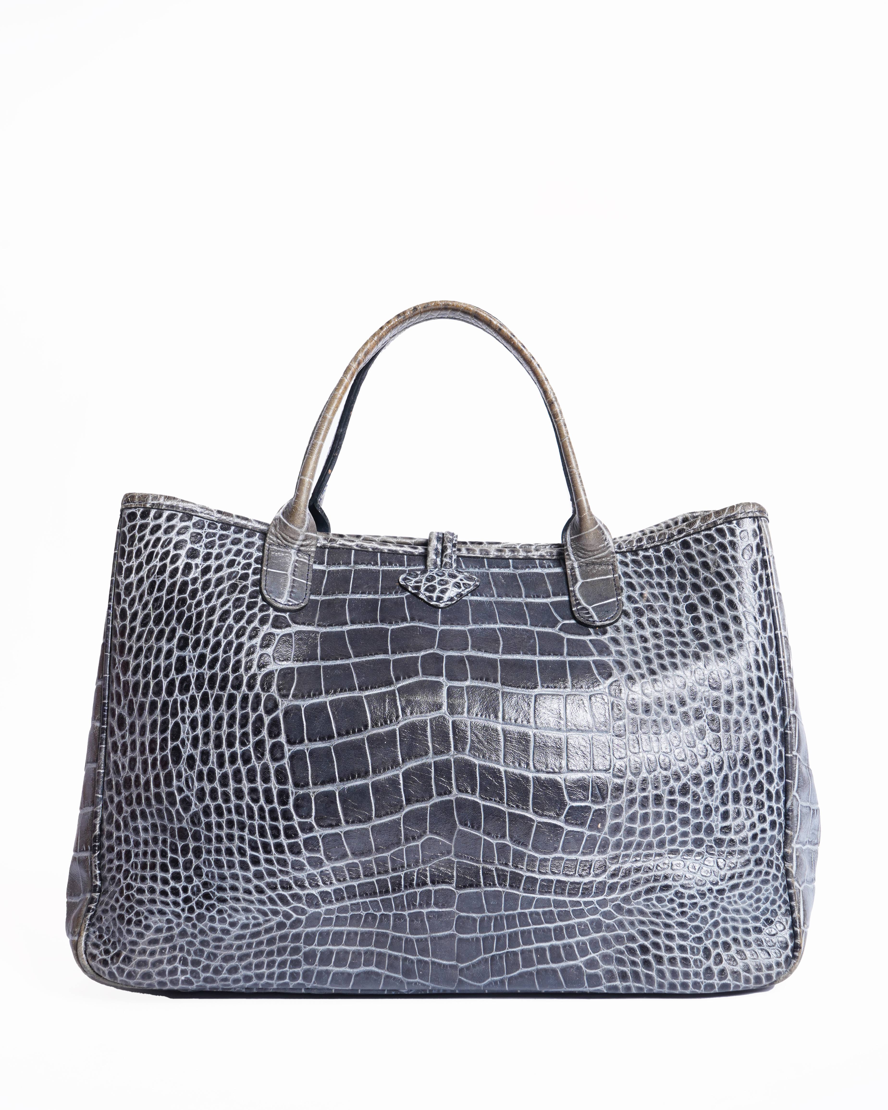 Long Champ Shoulder Bag In Grey