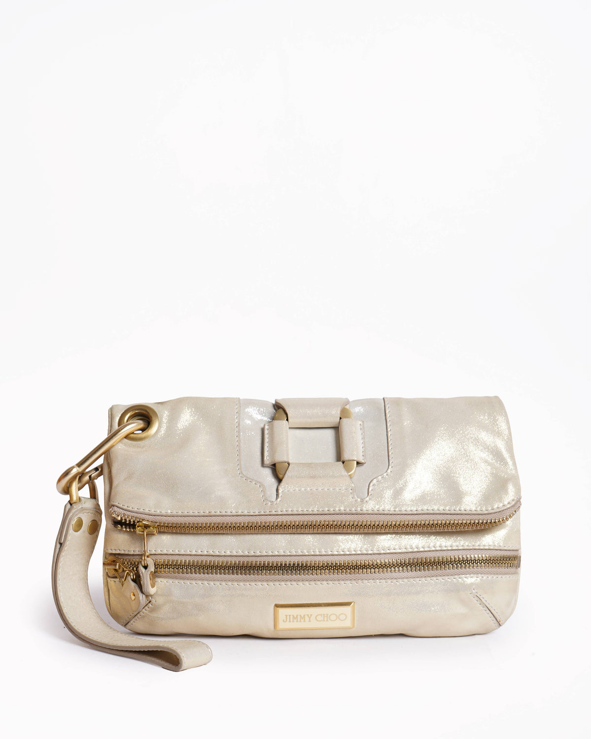 Jimmy Choo Metallic Leather Mave Foldover Clutch