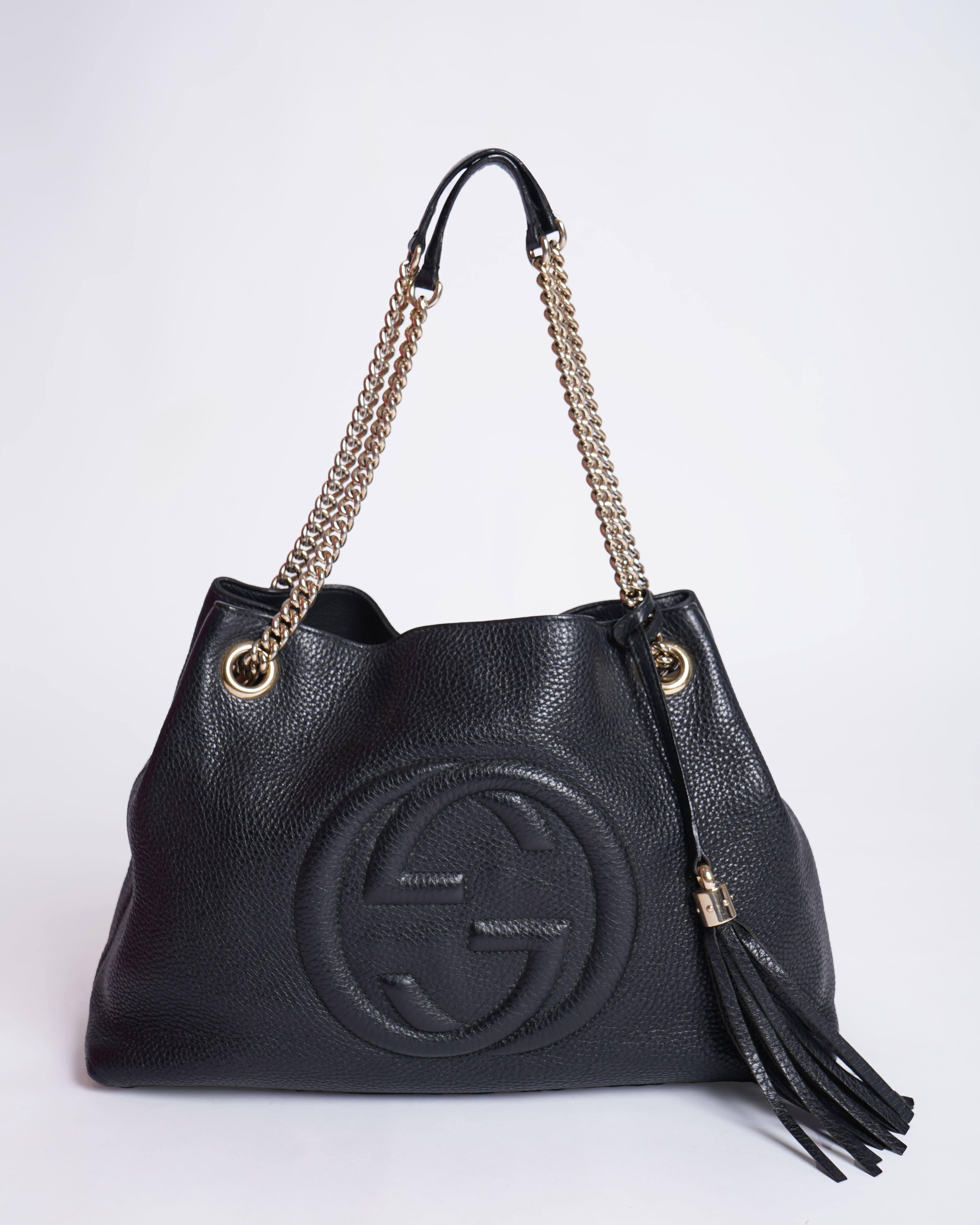 Gucci GG Black Leather Soho Tote Bag