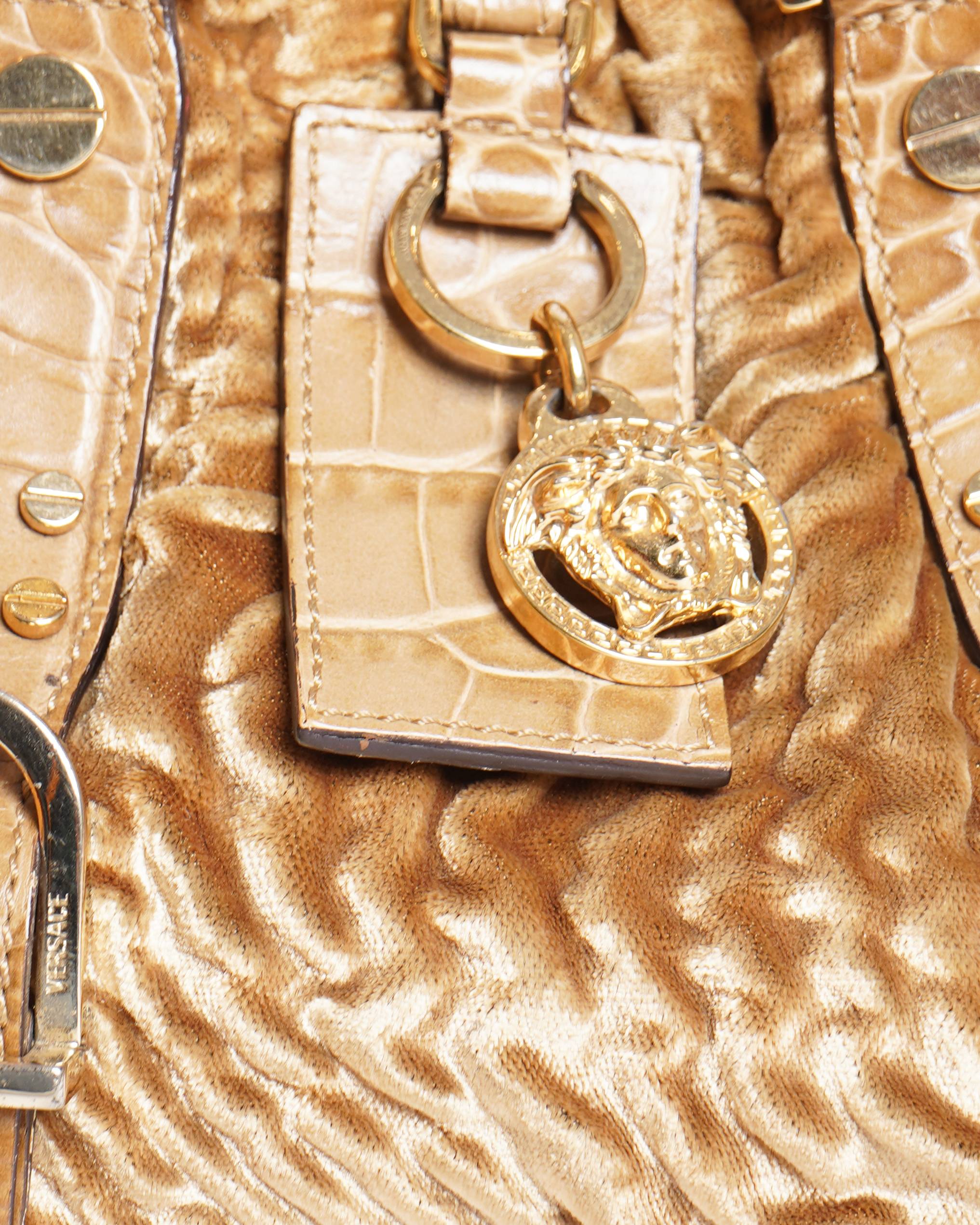 Versace Metallic Gold Medusa Satchel Bag