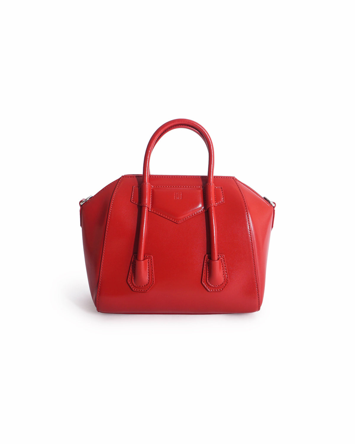 Givenchy Antigona Lock Red Top Handle Bag with Gold Padlock Charm