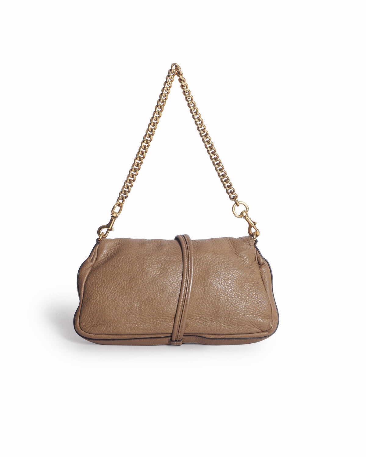 Gucci Beige Grained Leather Croisette Bamboo Shoulder Bag