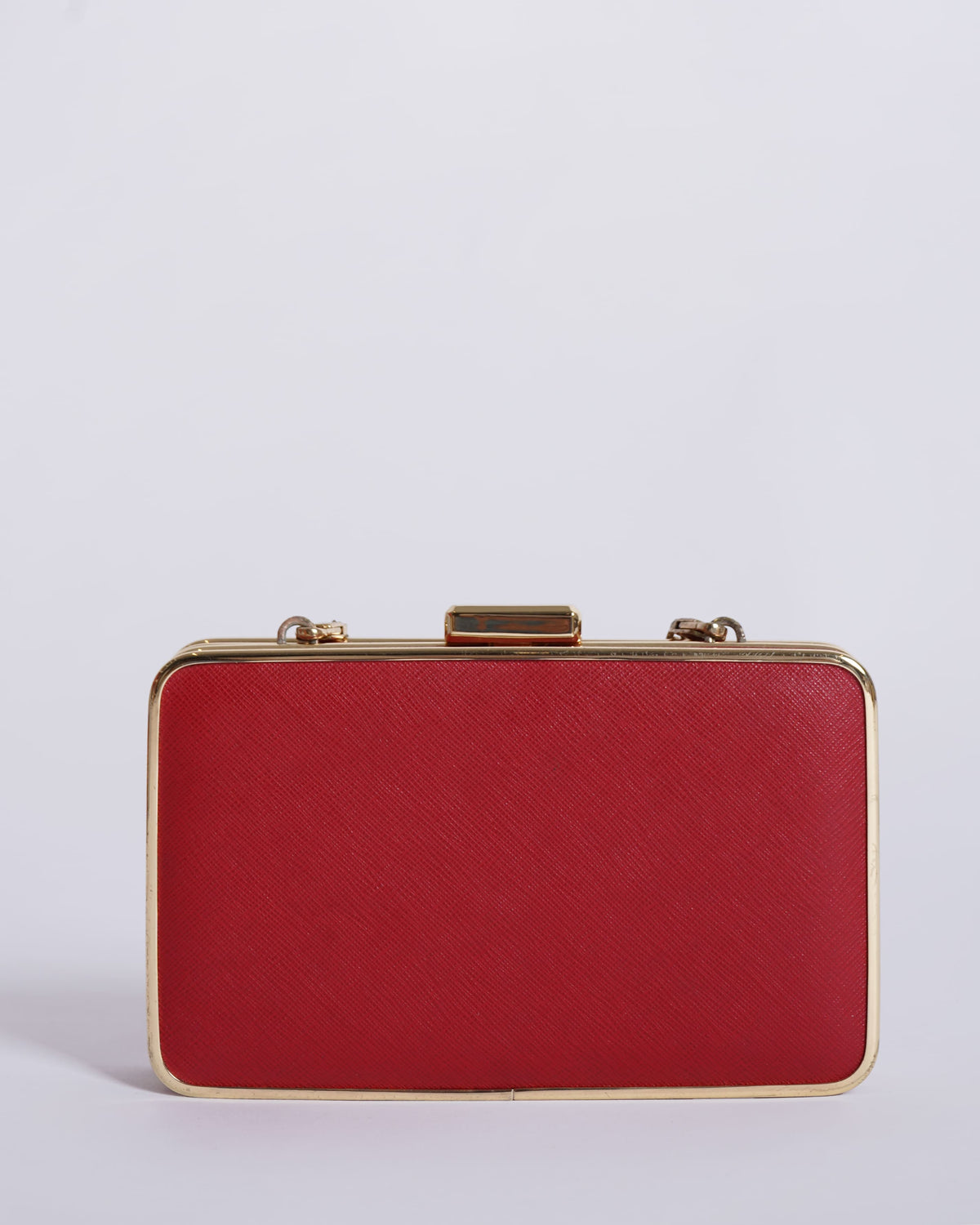 Michael Kors Red Saffiano Leather Minaudiere Clutch