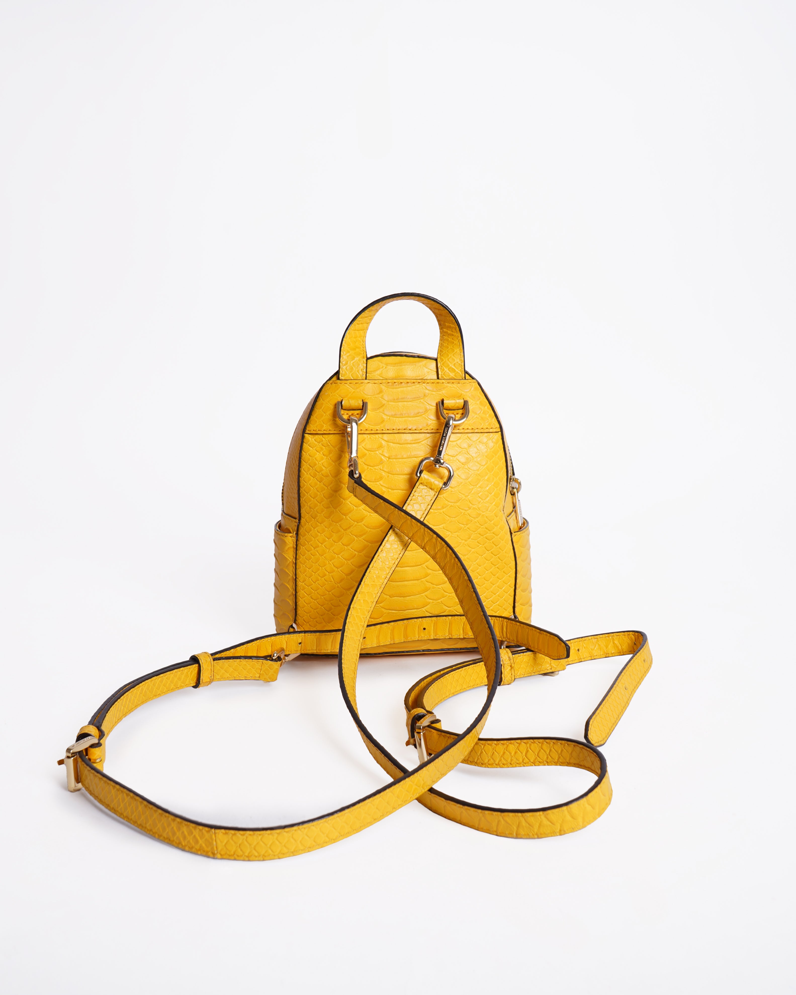 Michael kors leather embossed yellow backpack
