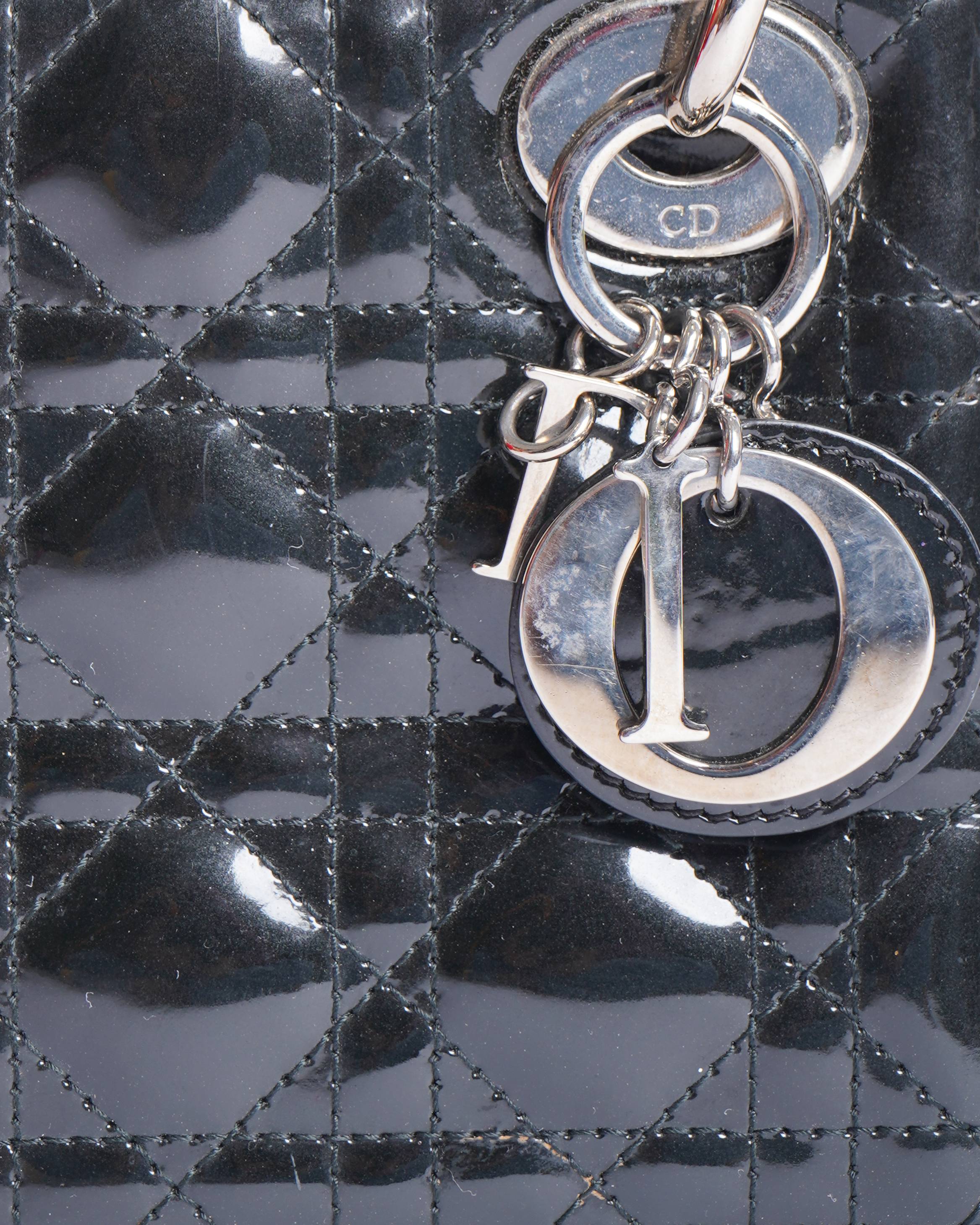 Dior Black Patent Cannage Calfskin mini lady dior bag