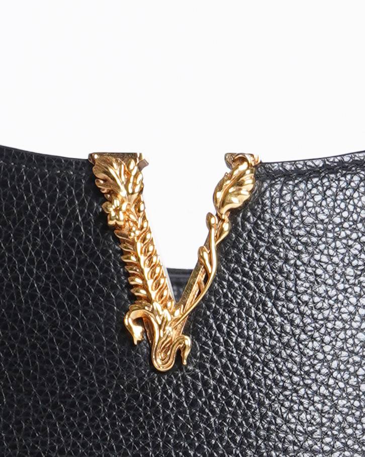 Versace vitrus black leather hobo bag