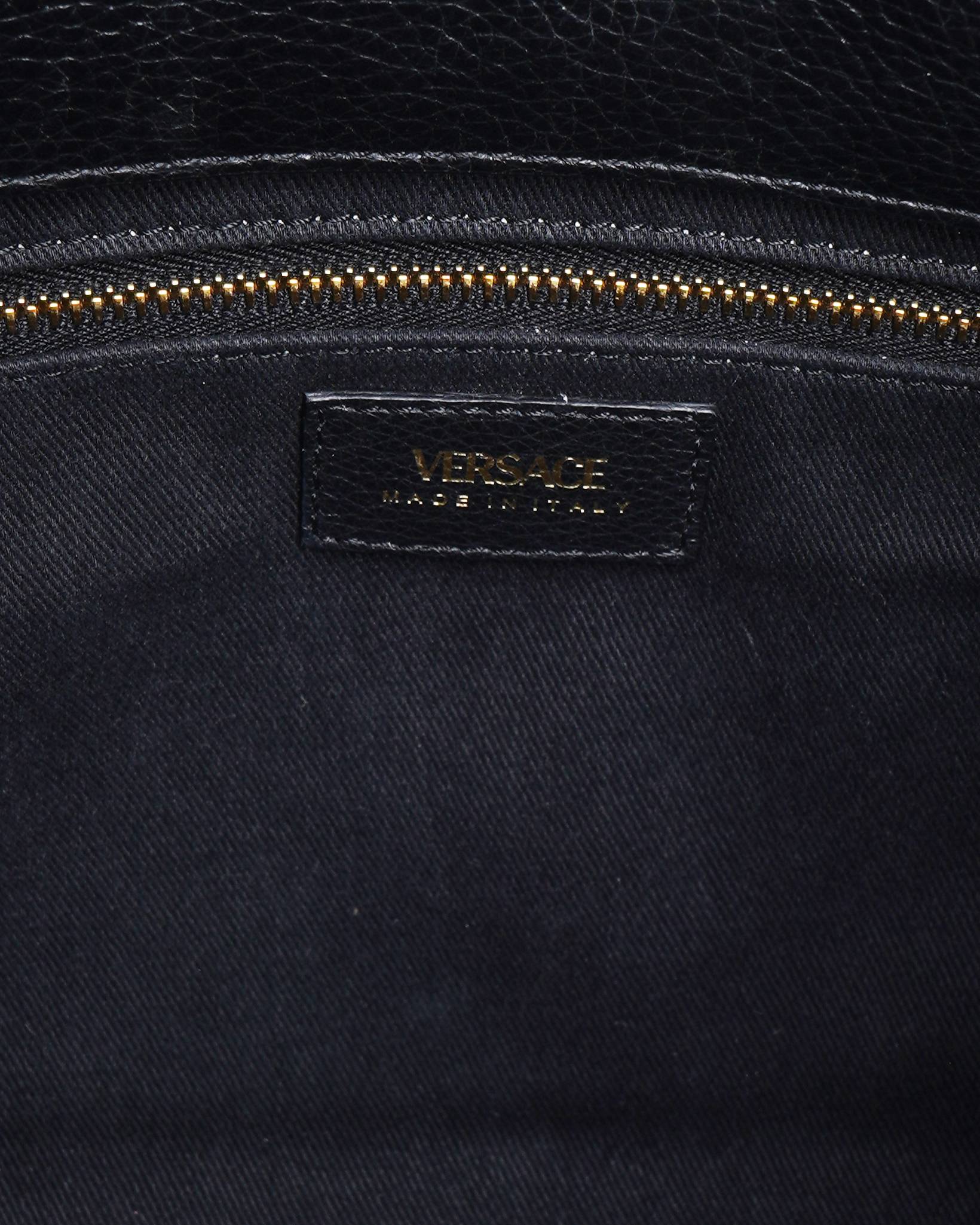 Versace vitrus black leather hobo bag