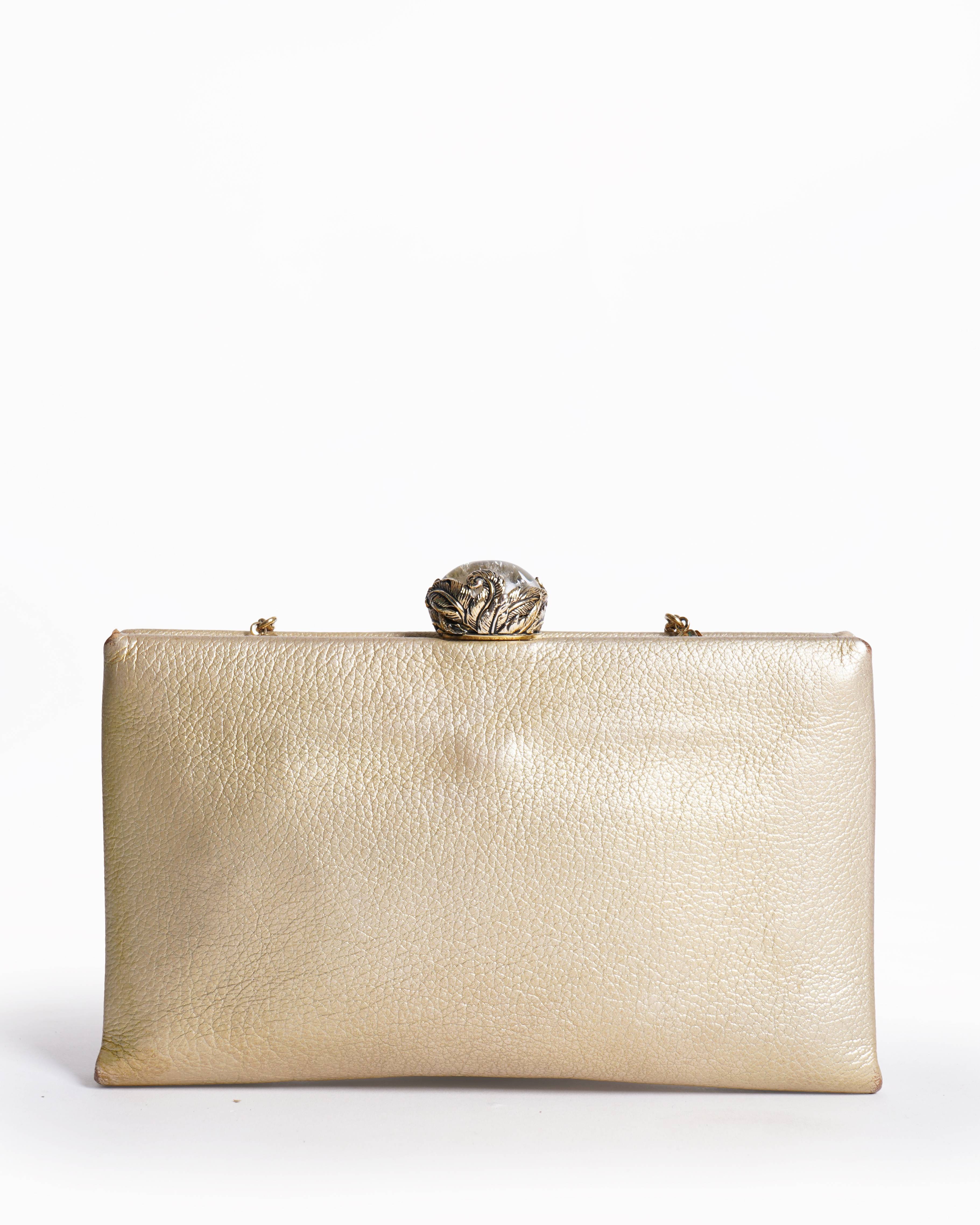 Roberto Cavalli golden chain clutch bag