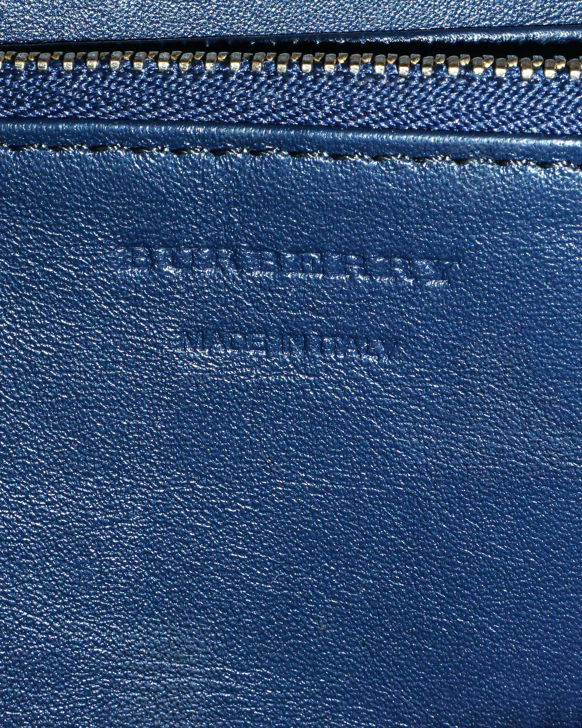 Burberry House Check and Navy Blue Grain Leather Zip-Around Wallet