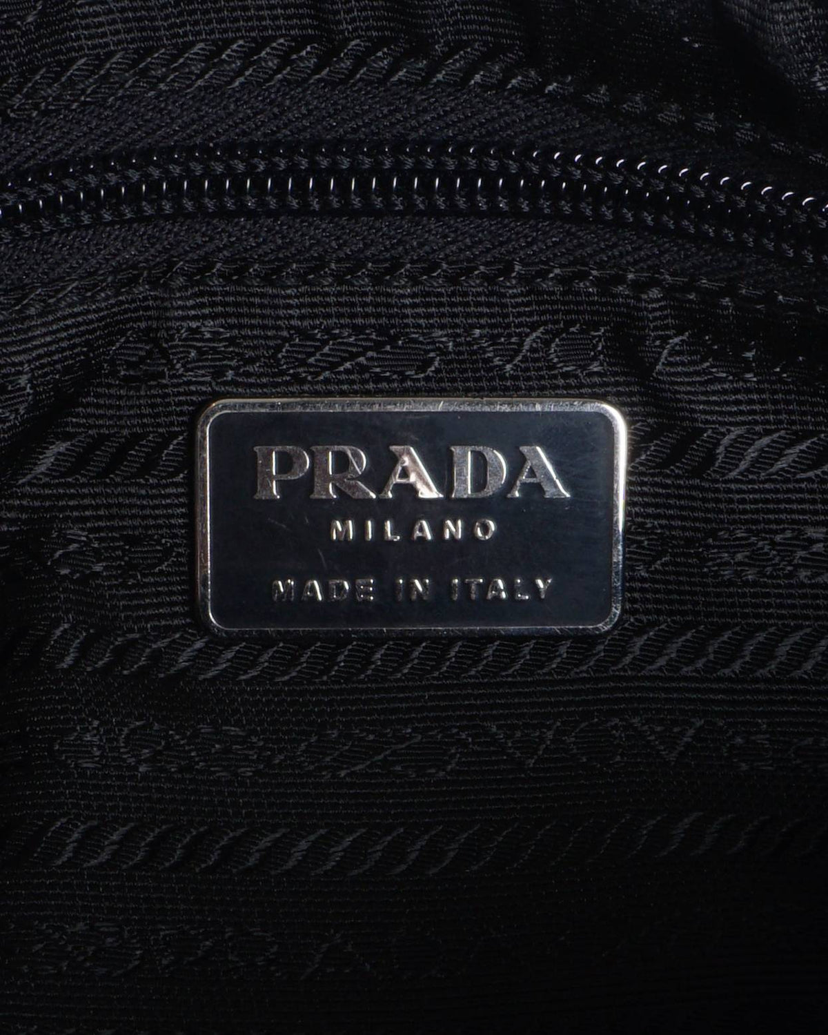 Prada Black and White Vitello Drive Perforated Leather Bowling Bag