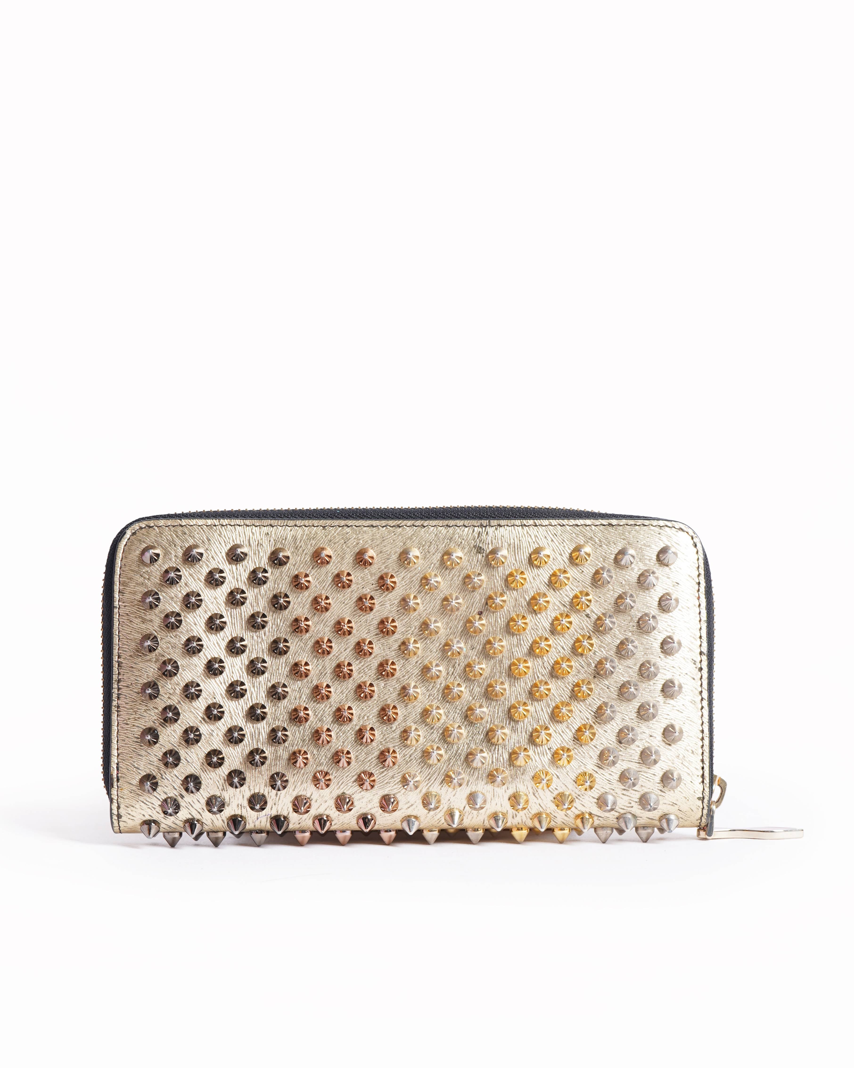 Christian Louboutin Zip Around Wallet In Spikes