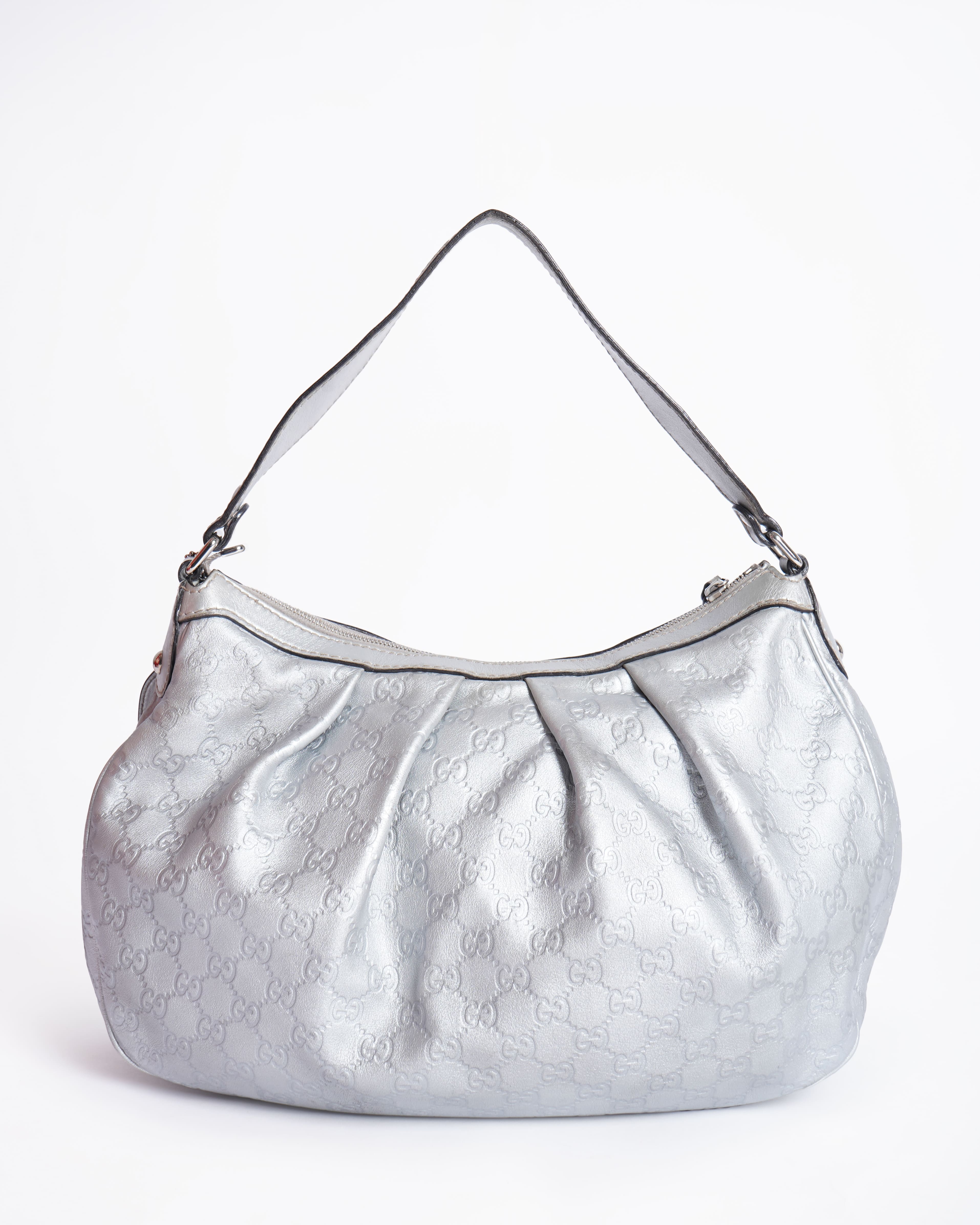 Gucci Guccissima Sukey Medium Shoulder Bag In Silver