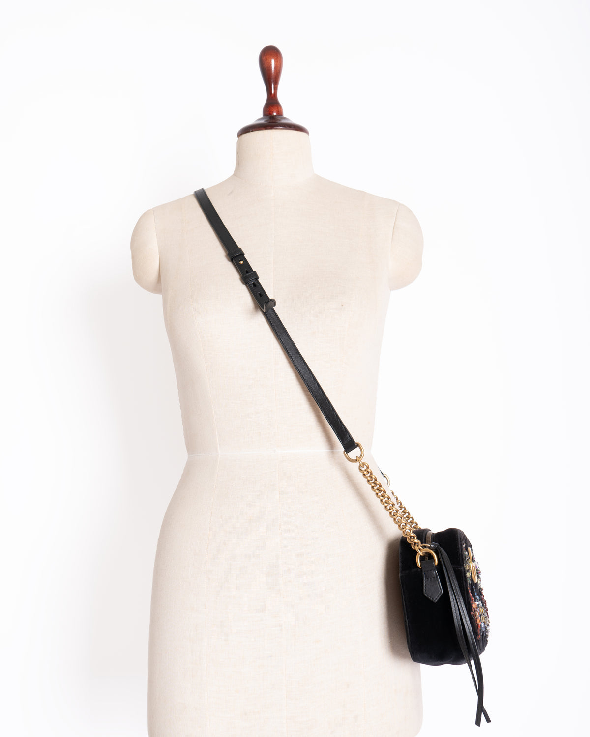 Gucci GG Marmont Crystal Star Crossbody Bag In Velvet
