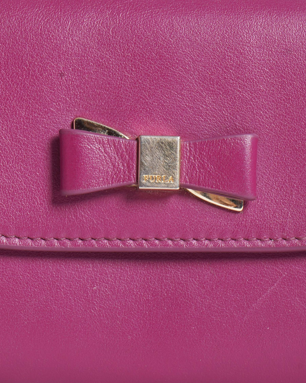 Furla Burgundy Leather Bow Clutch
