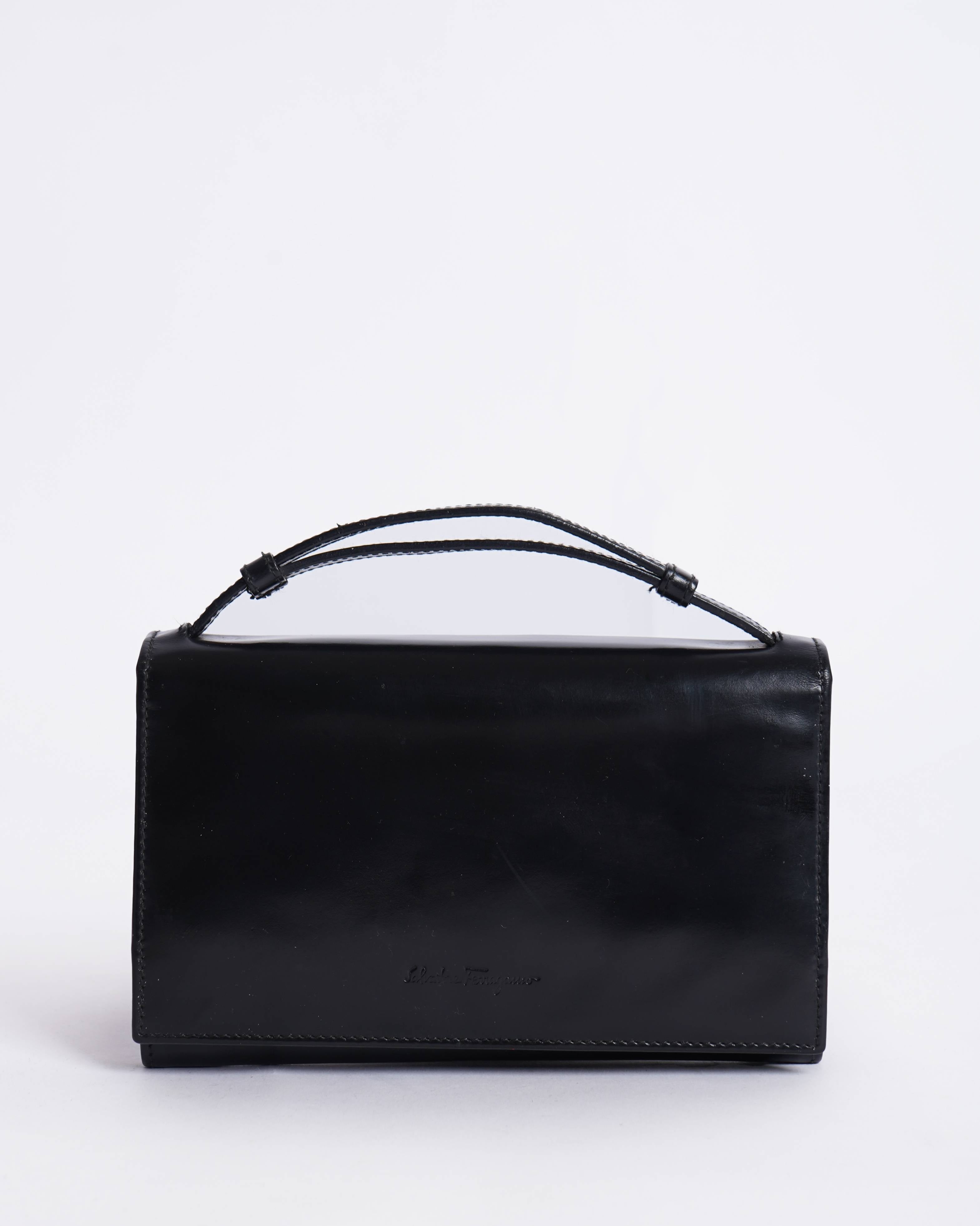 Salvatore Ferragamo Black Rectangular Mini HandBag