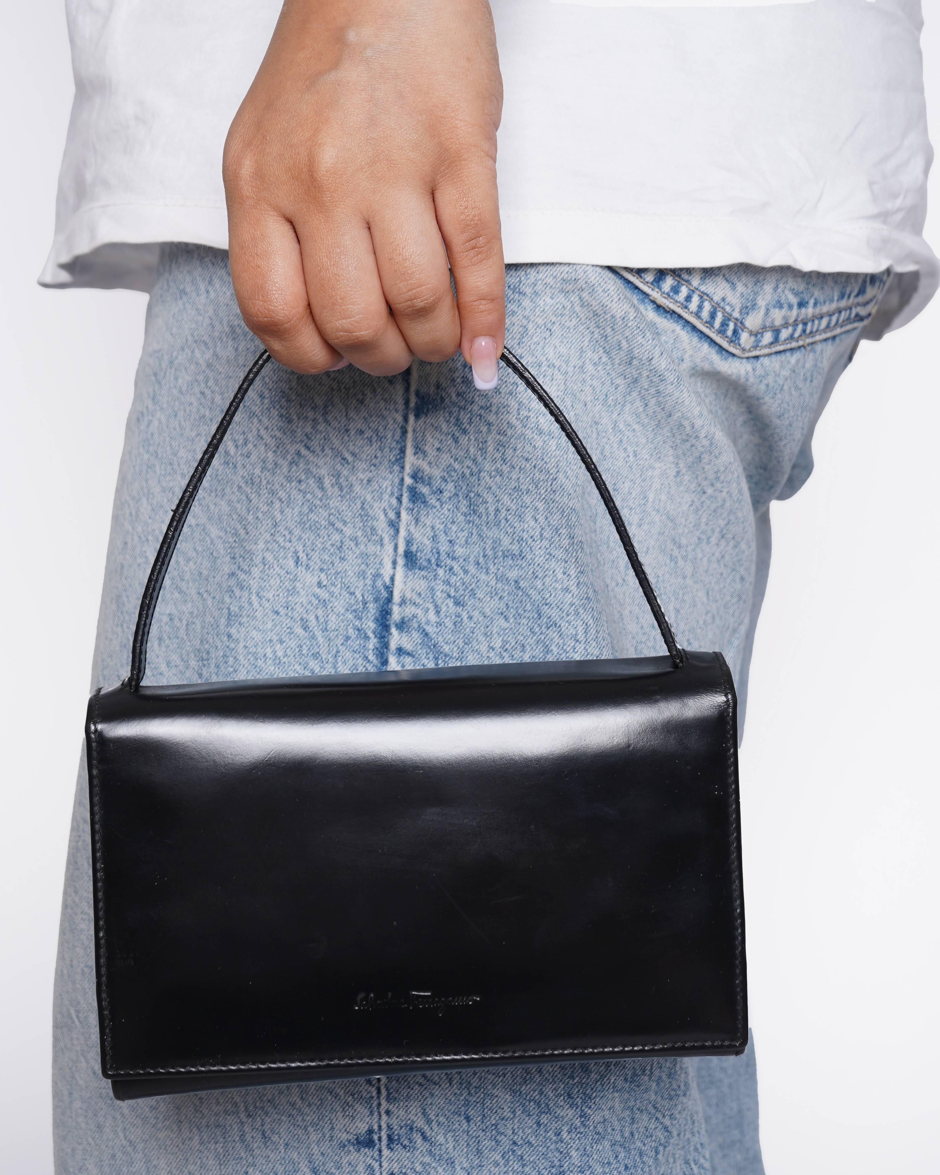 Salvatore Ferragamo Black Rectangular Mini HandBag