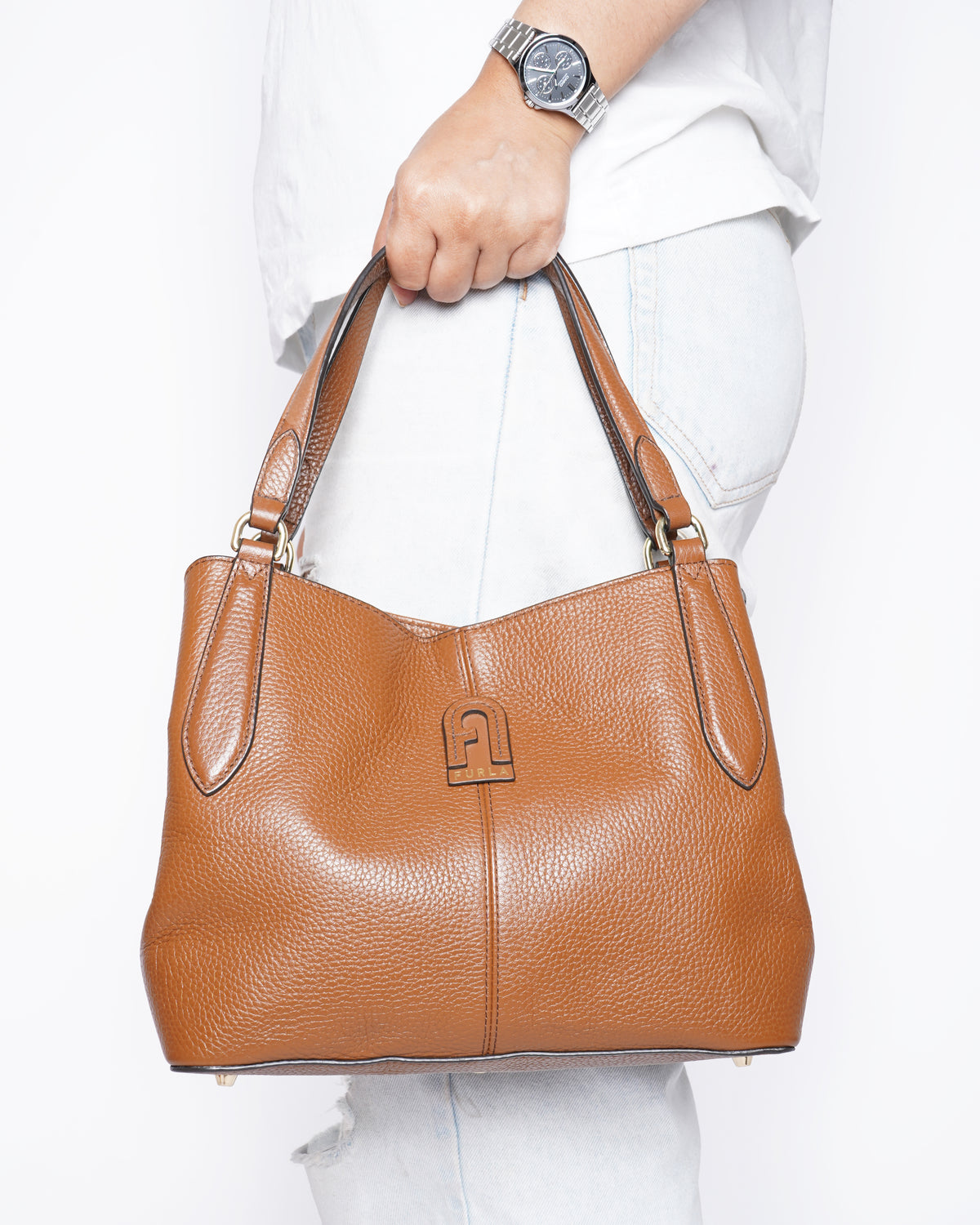 Furla 
Daphne Leather Tote Handbag Brown