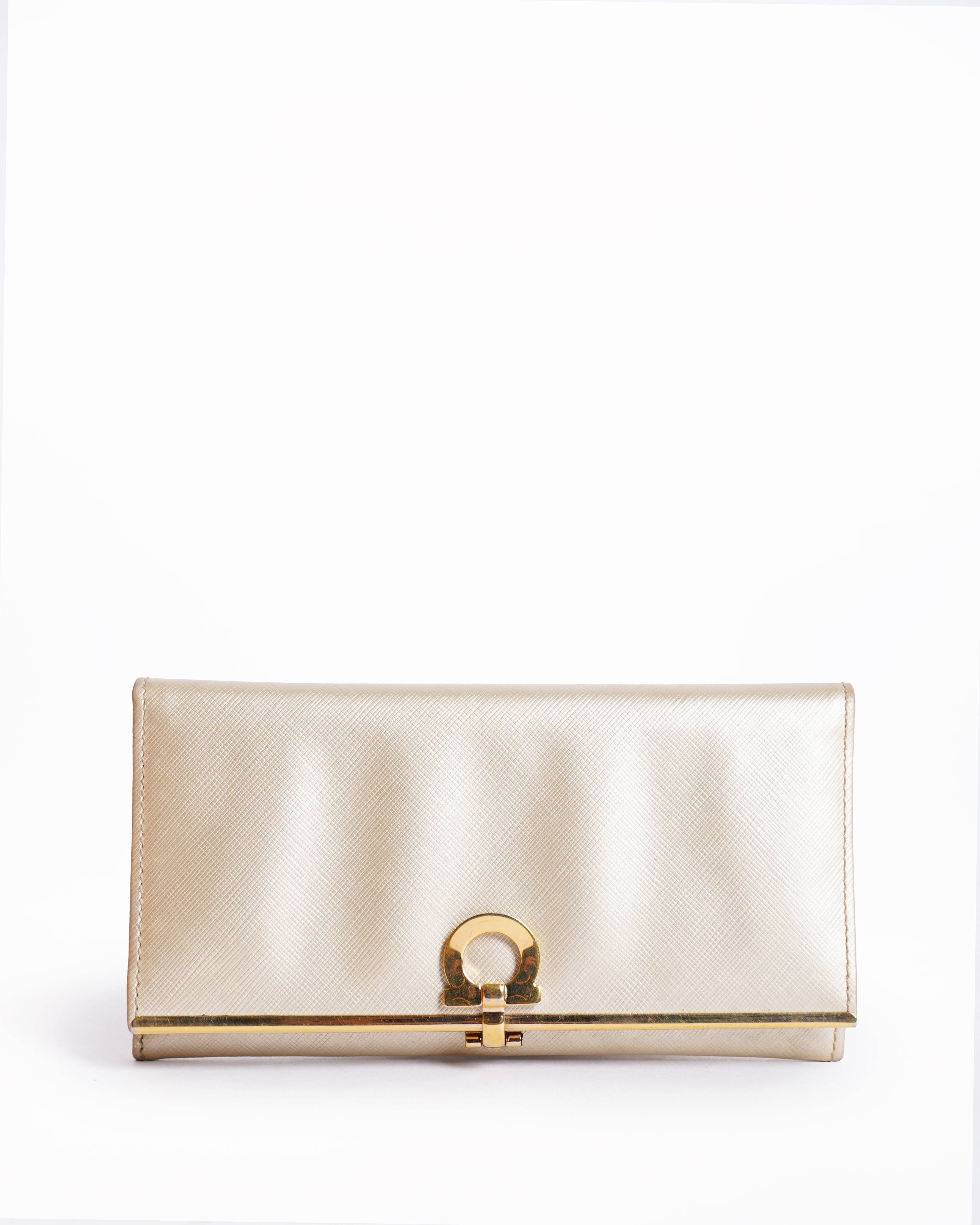 Salvatore Ferragamo Wallet In Gold Tone