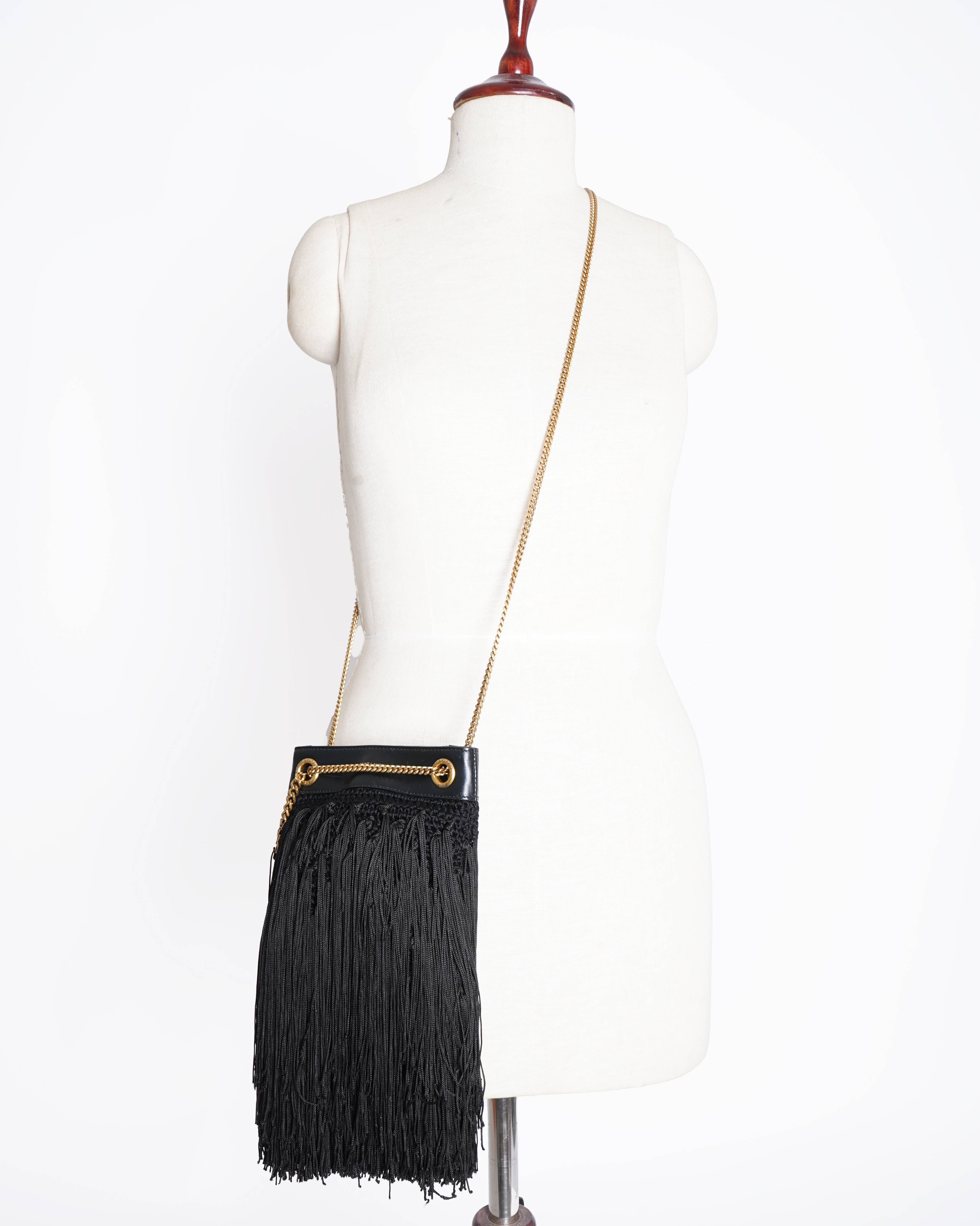 New Saint laurent grace fringe Crochet shoulder bag