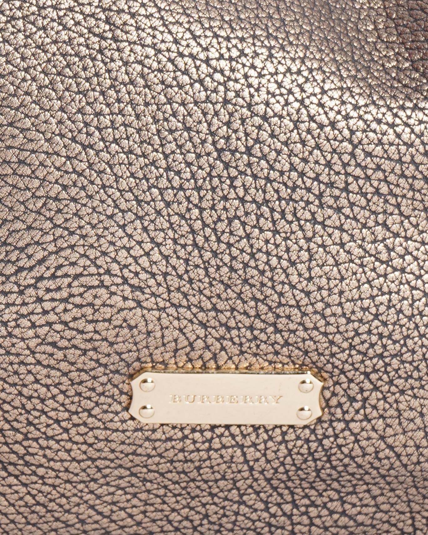 Burberry Metallic Gold Pebbled Leather Small Tassel Canterbury Tote