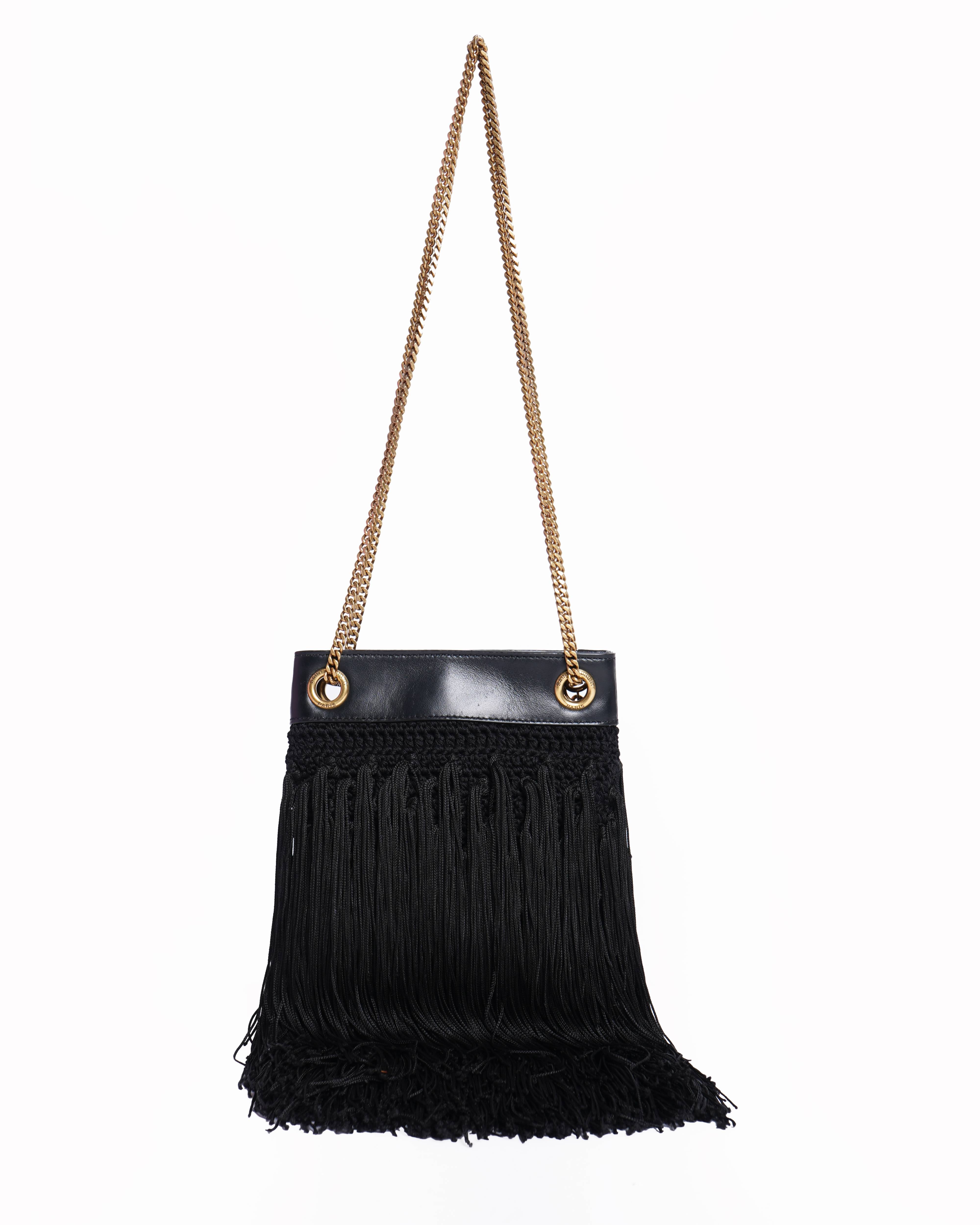 New Saint laurent grace fringe Crochet shoulder bag