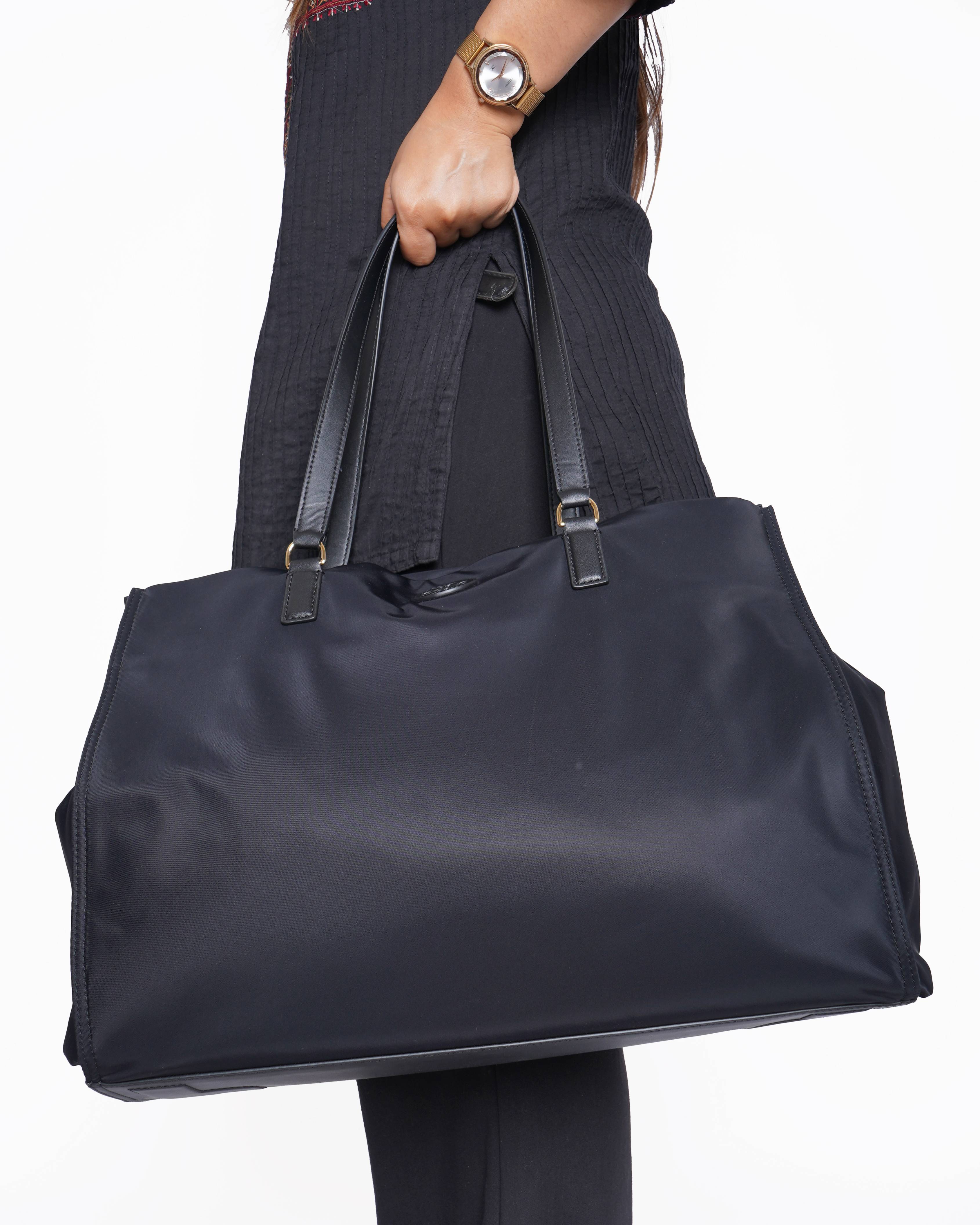 New Tory Burch Ella Nylon Tote Shoulder Black