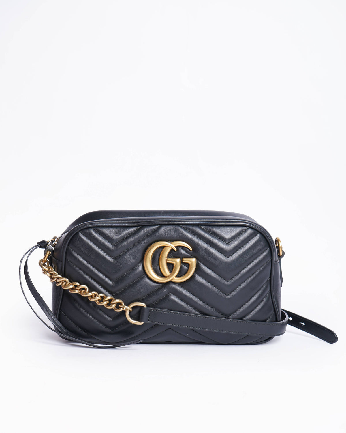 GUCCI Black Marmot GG Small Camera Crossbody Shoulder Bag