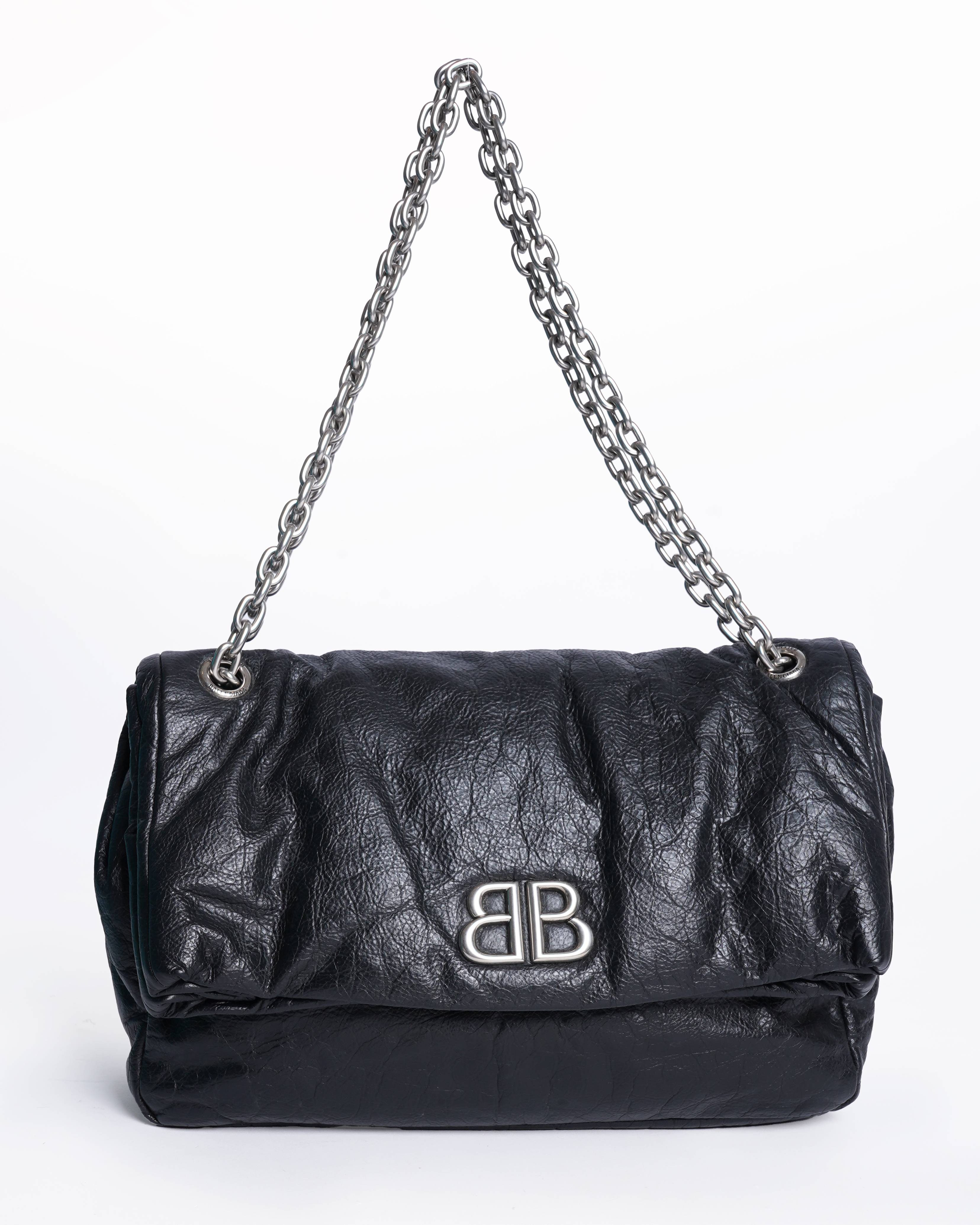 Balenciaga monaco chain strap shoulder bag in black