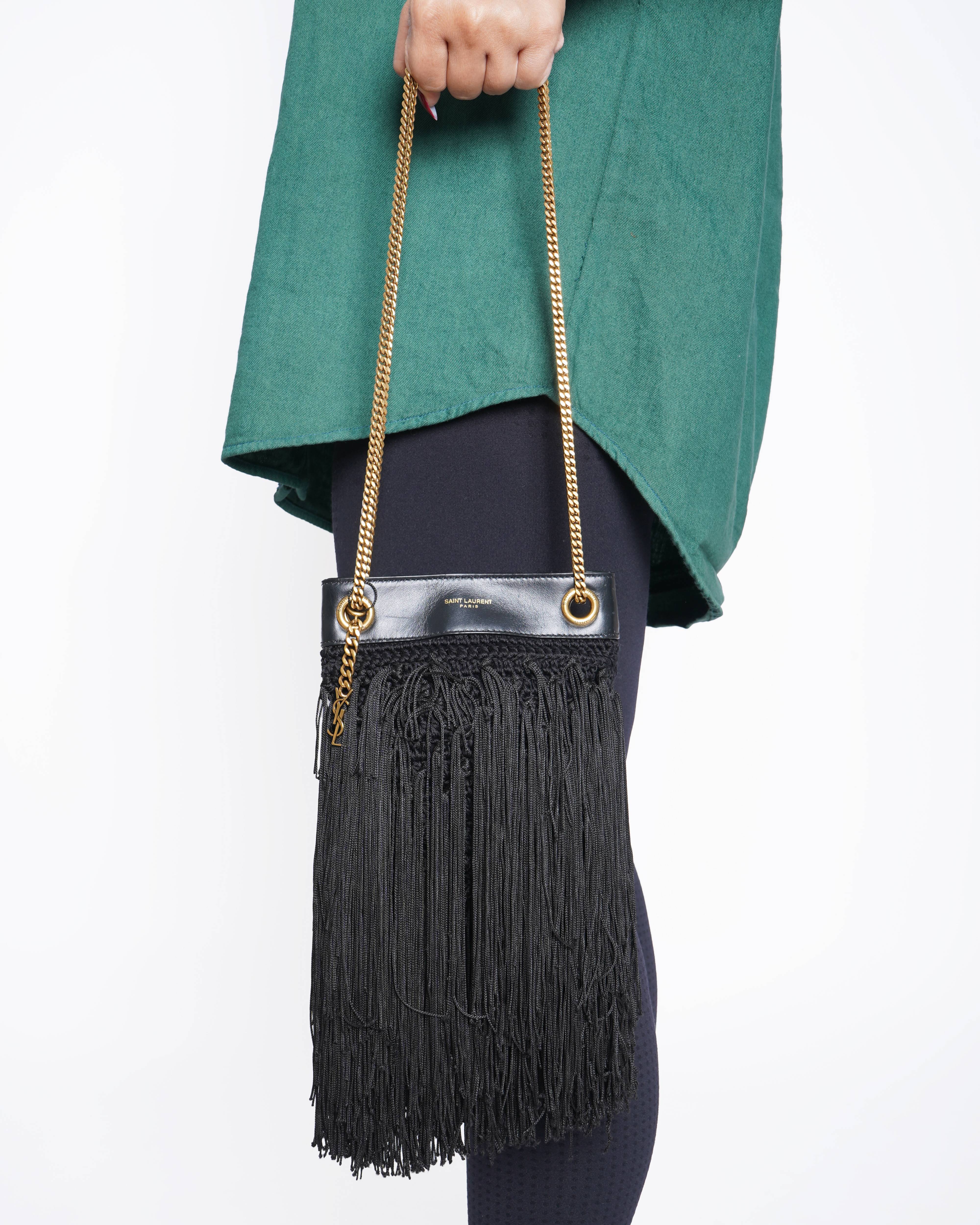 New Saint laurent grace fringe Crochet shoulder bag