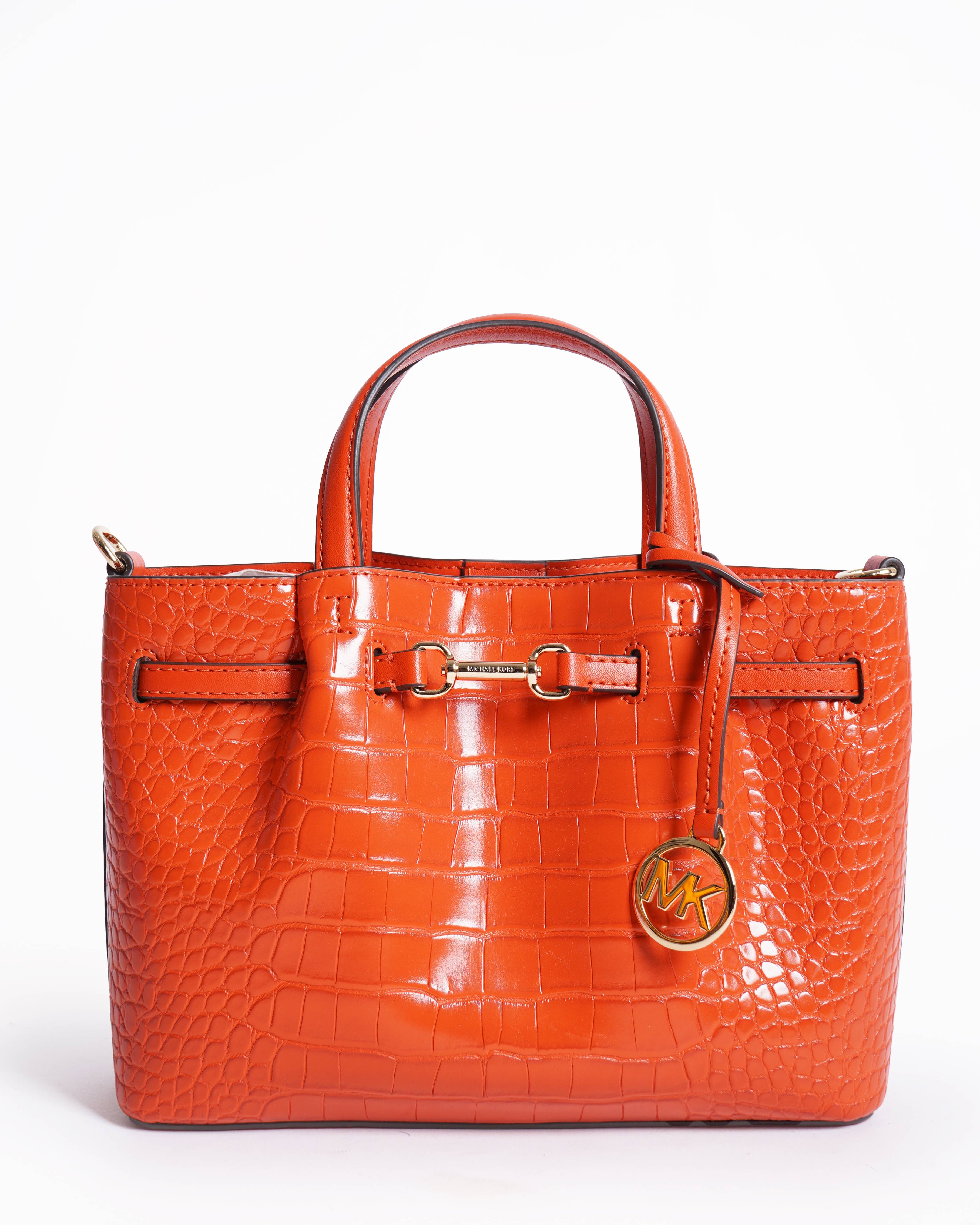 New Michael Kors Carson Small Crocodile Embossed Satchel Bag