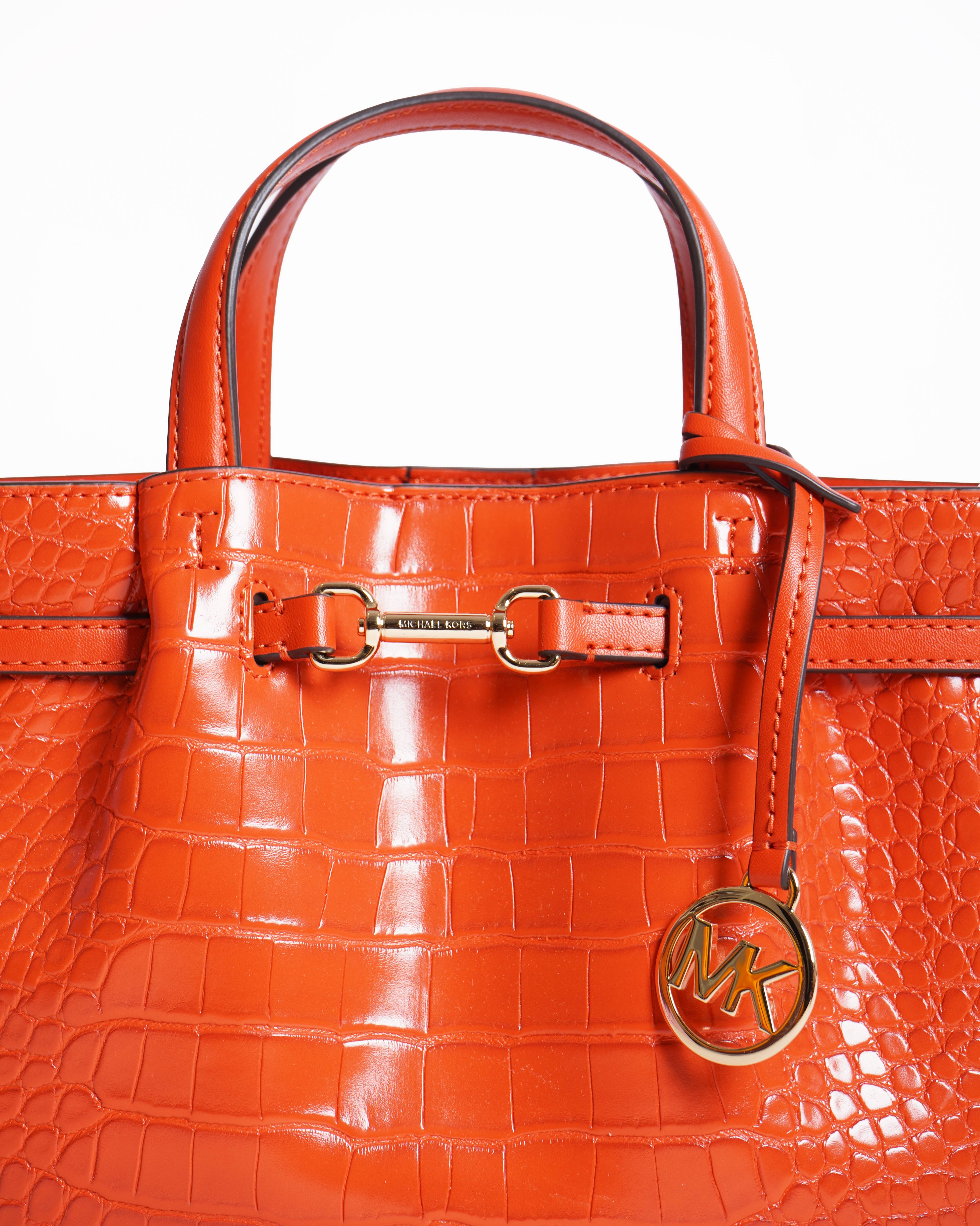 New Michael Kors Carson Small Crocodile Embossed Satchel Bag