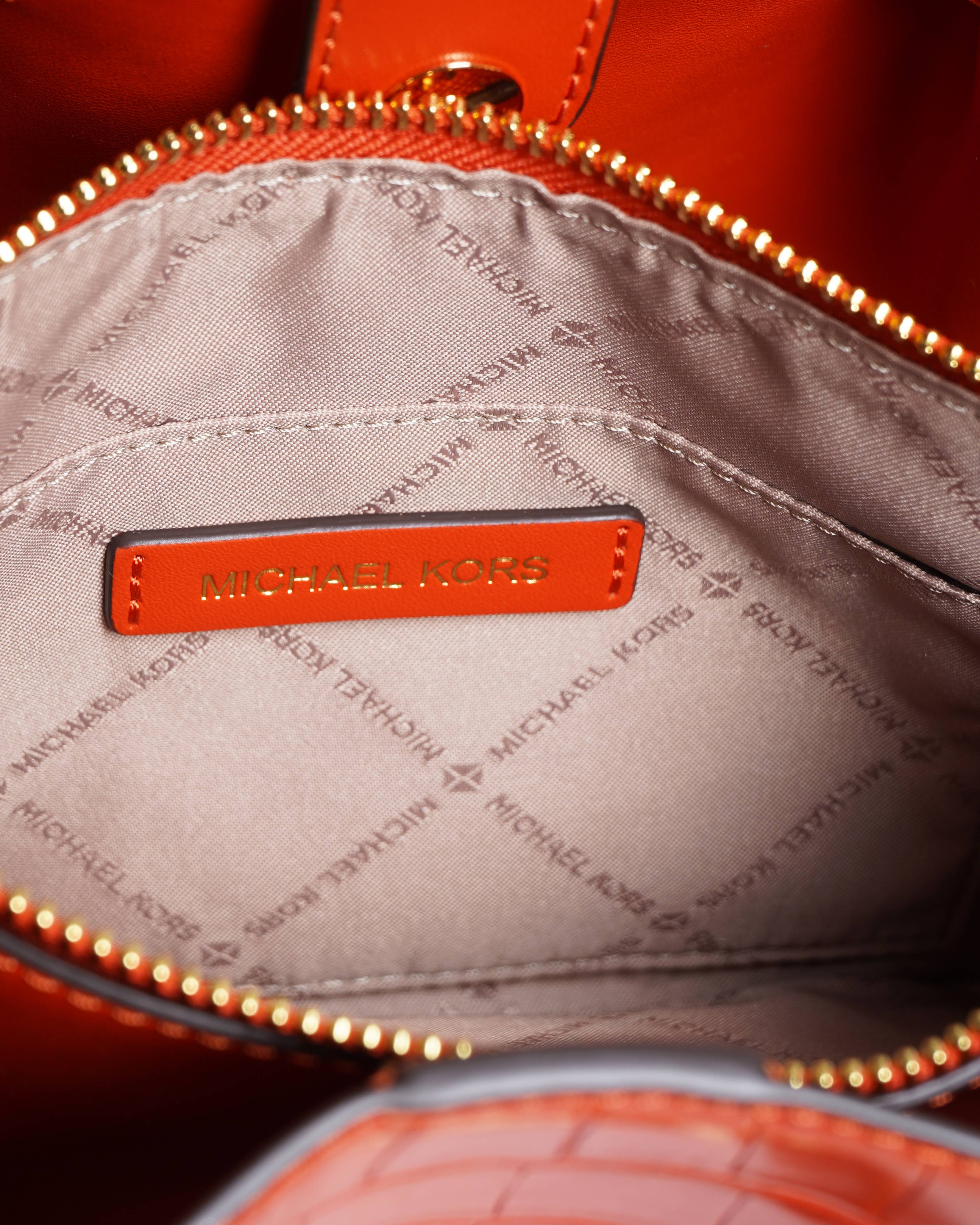 New Michael Kors Carson Small Crocodile Embossed Satchel Bag