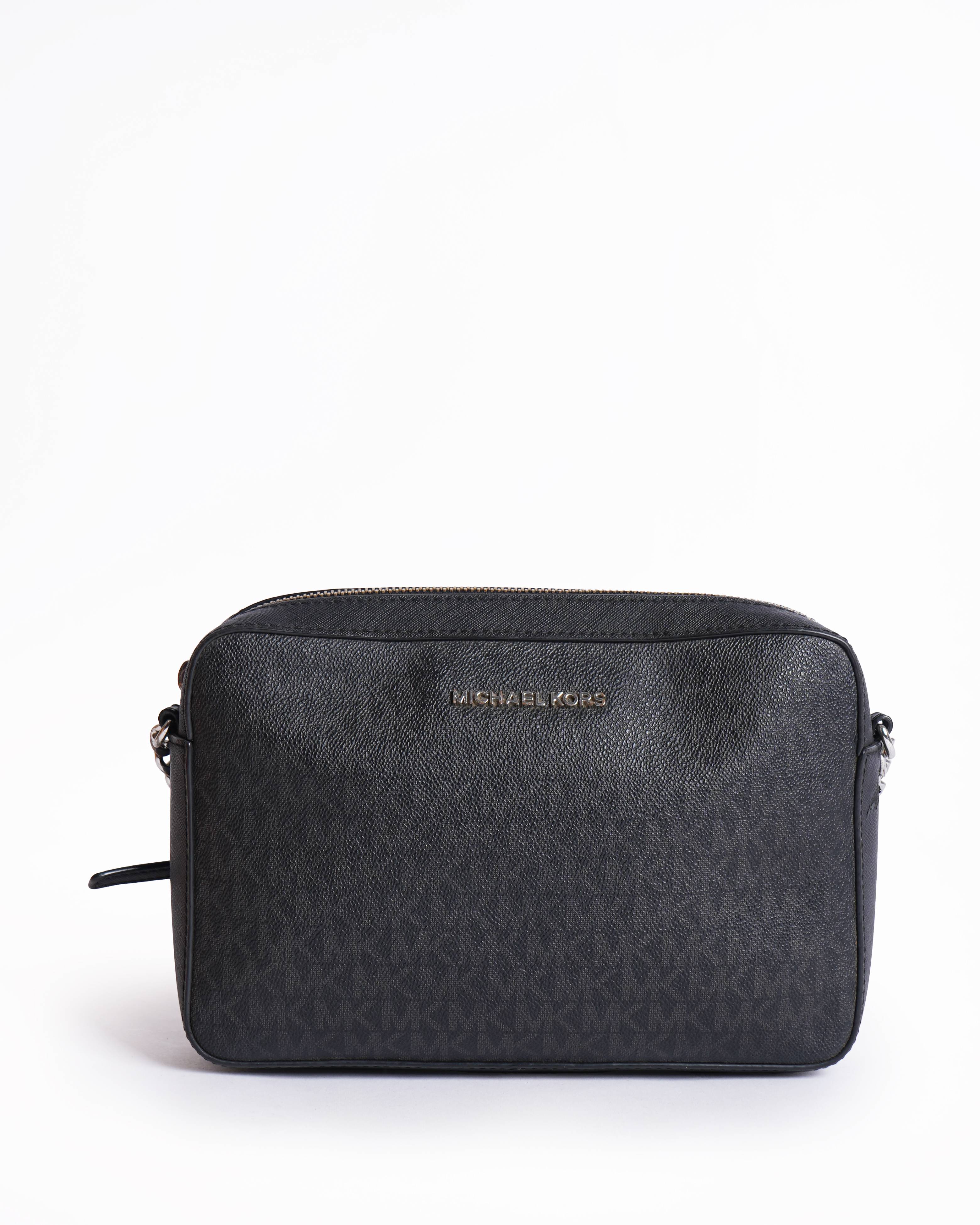 Michael Kors Monogram Crossbody Bag In Black
