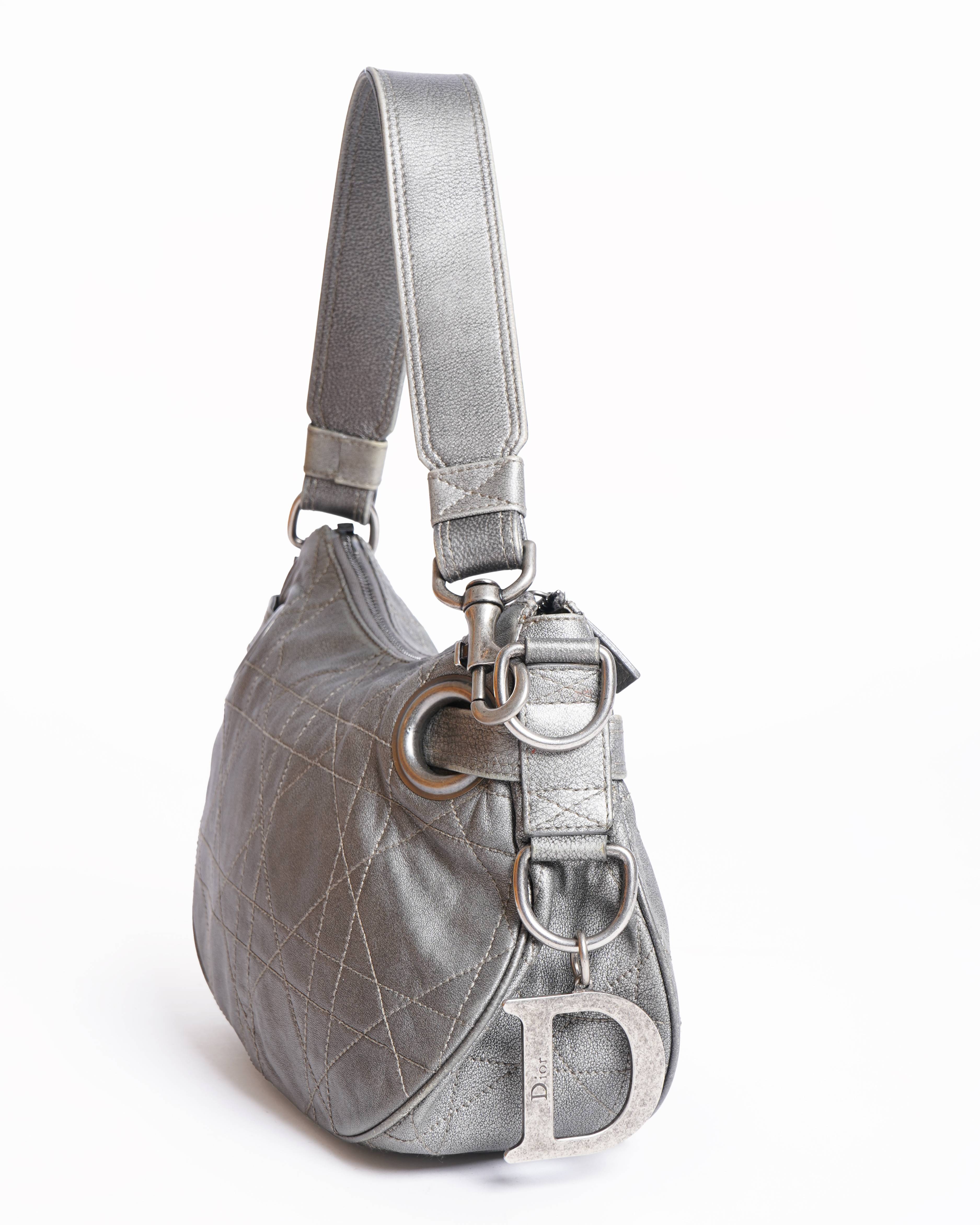 Vintage Christian Dior Cannage Leather Hobo Bag