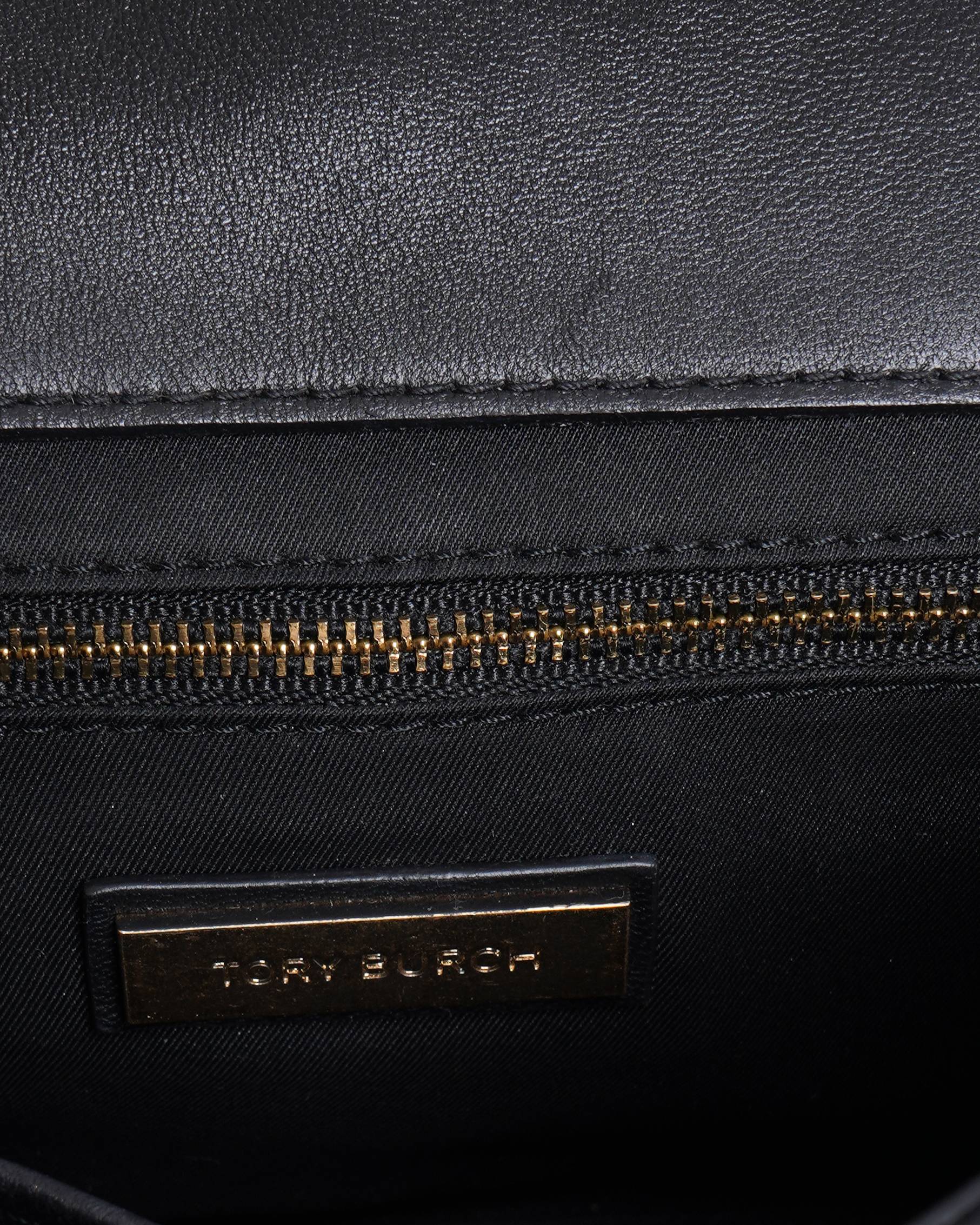 Tory Burch Black Leather Fleming Shoulder Bag