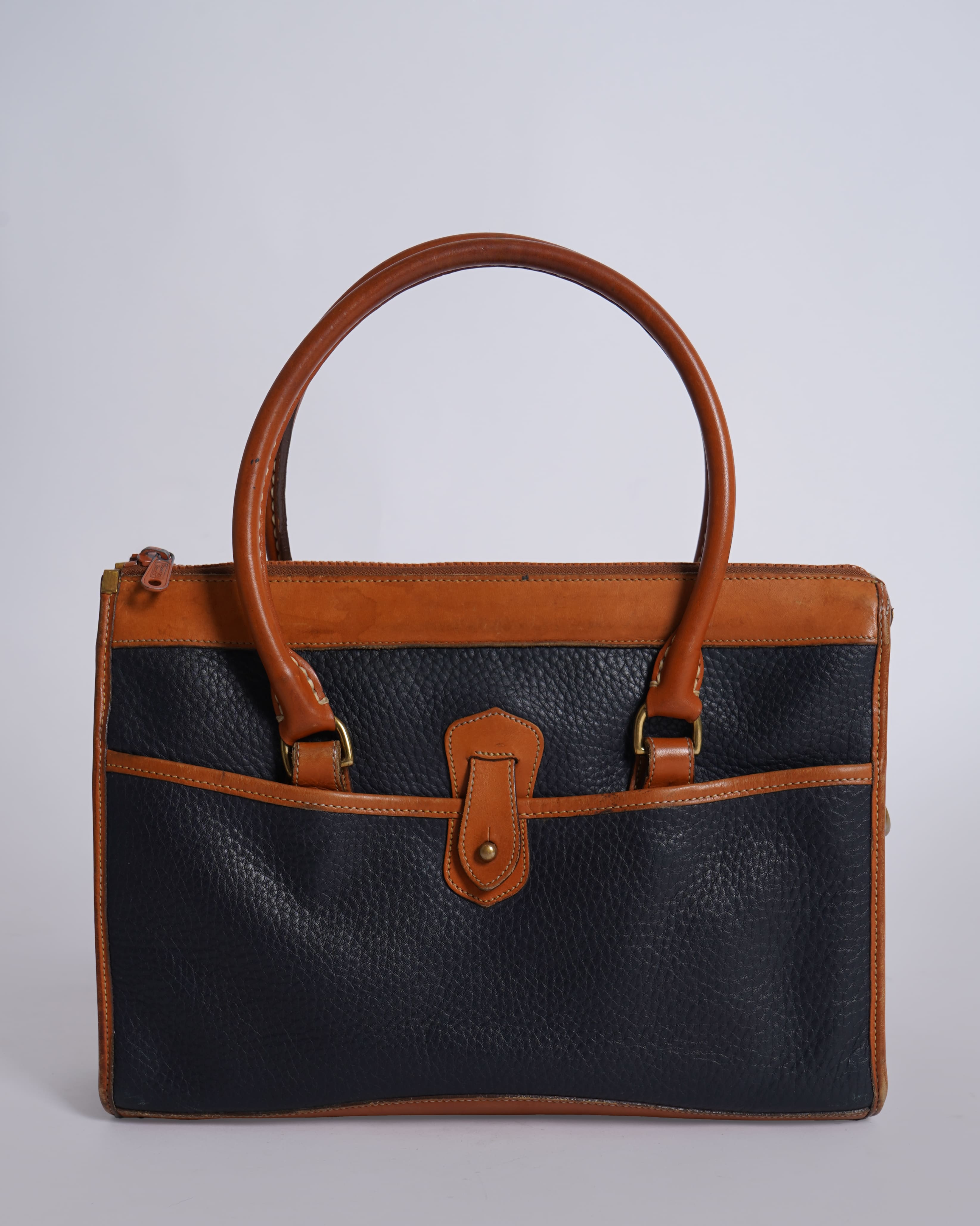 Dooney & Bourke Satchel Blue & Tan Brown Leather Crossbody Bag