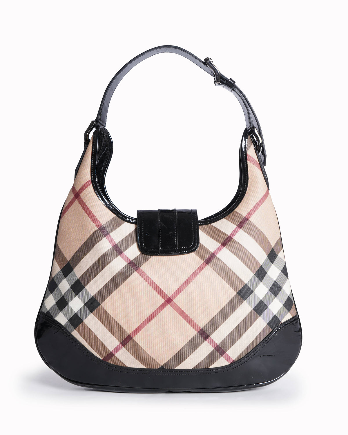Burberry Nova Check PVC And Patent Leather Brooke Hobo