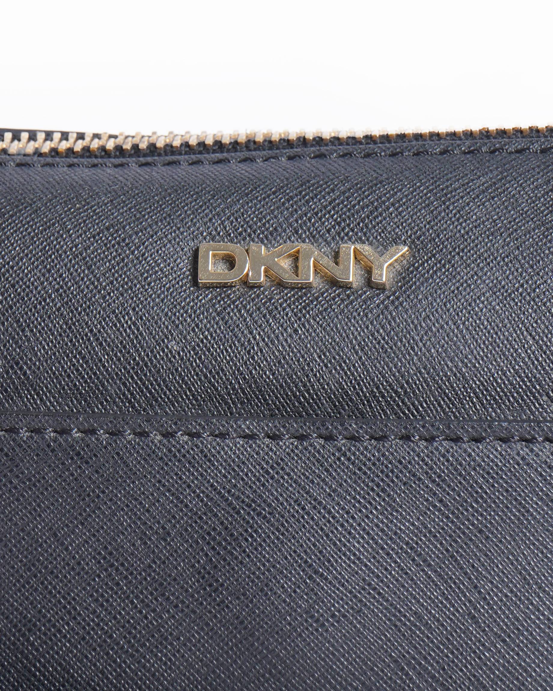 DKNY Black Leather Top Zip Crossbody Bag