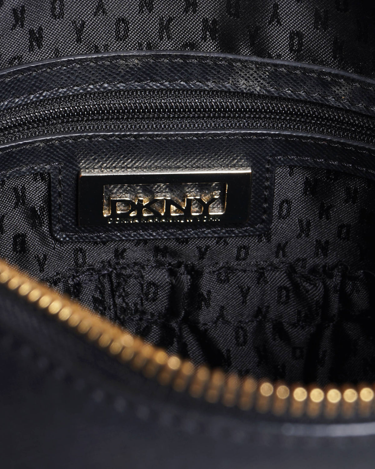 DKNY Black Leather Top Zip Crossbody Bag