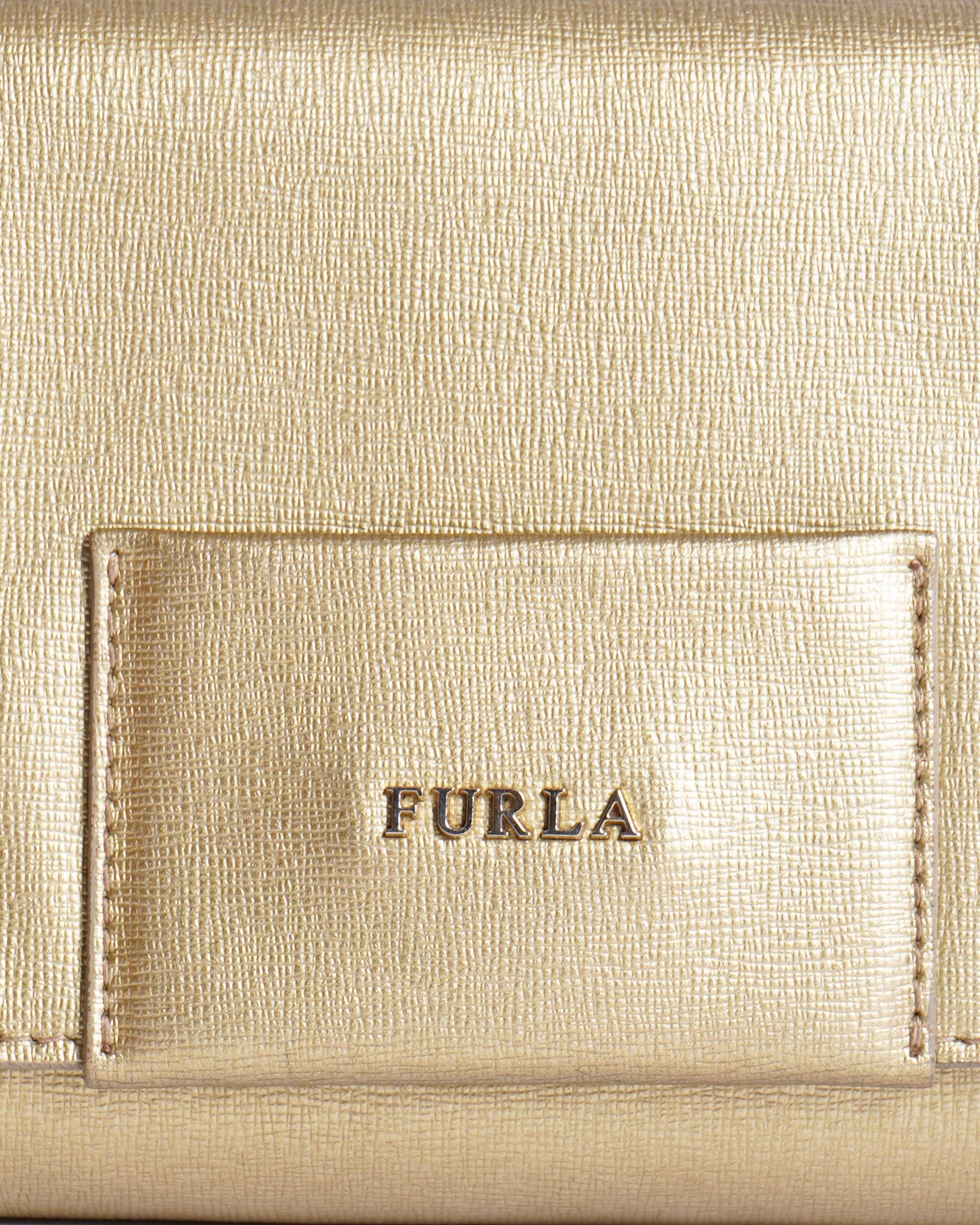 Furla Metallic gold leather clutch shoulder bag