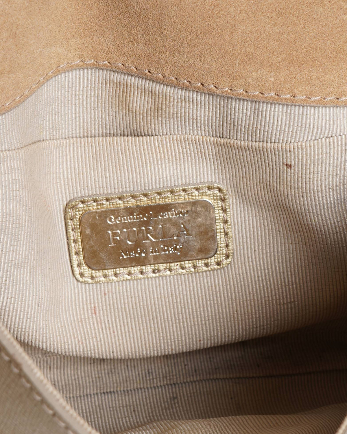 Furla Metallic gold leather clutch shoulder bag