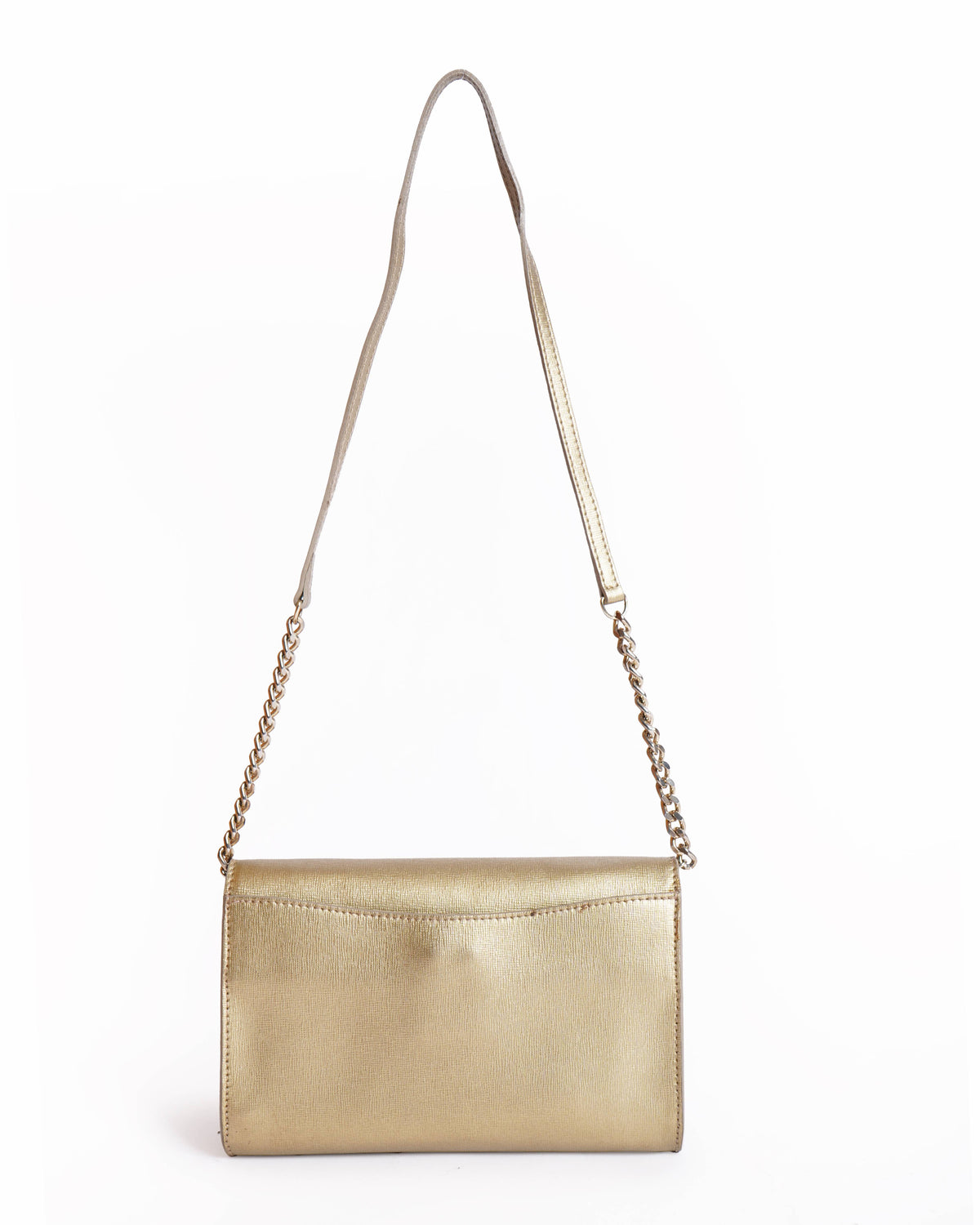 Furla Metallic gold leather clutch shoulder bag