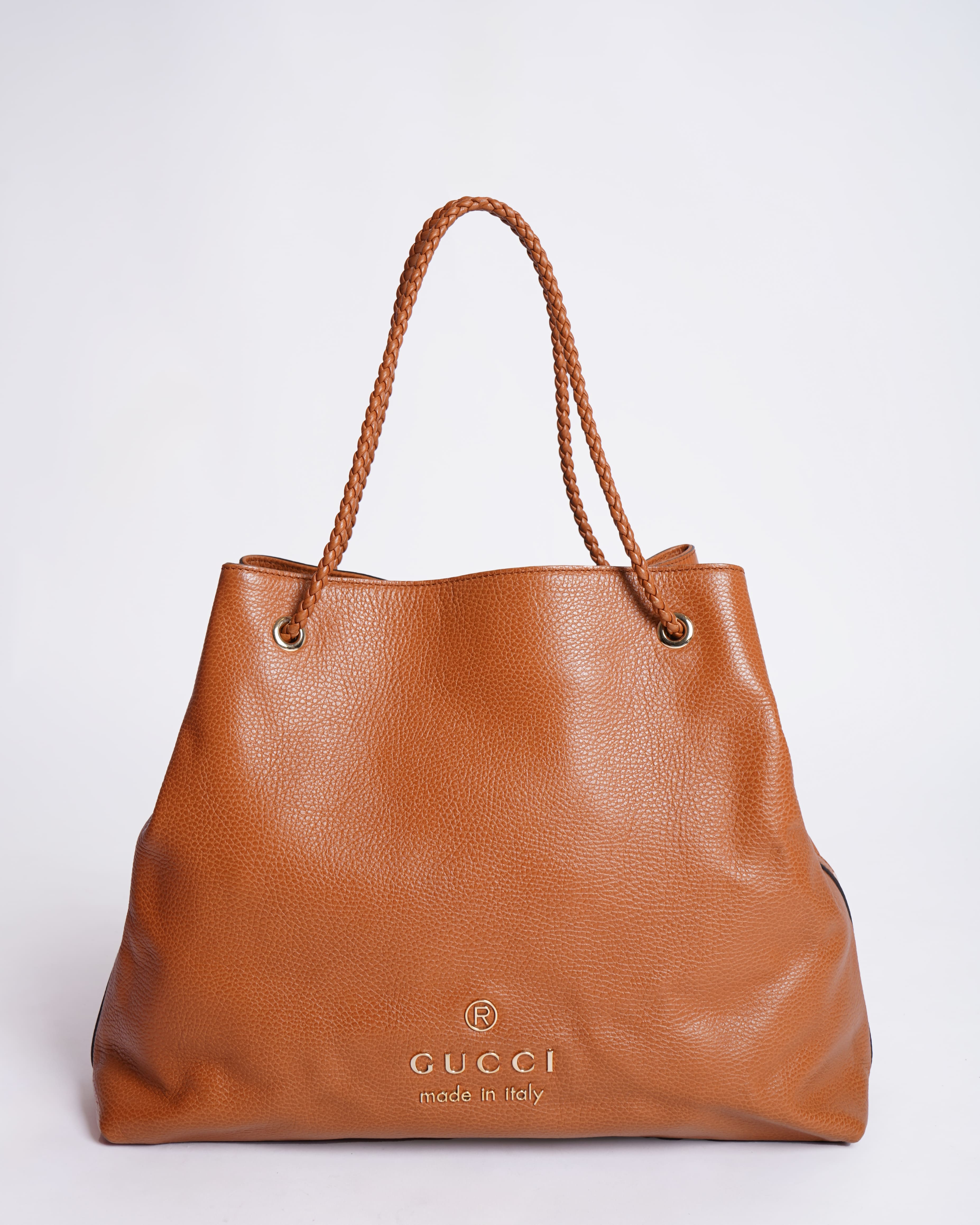 Gucci Leather Gifford Tote Bag in Camel