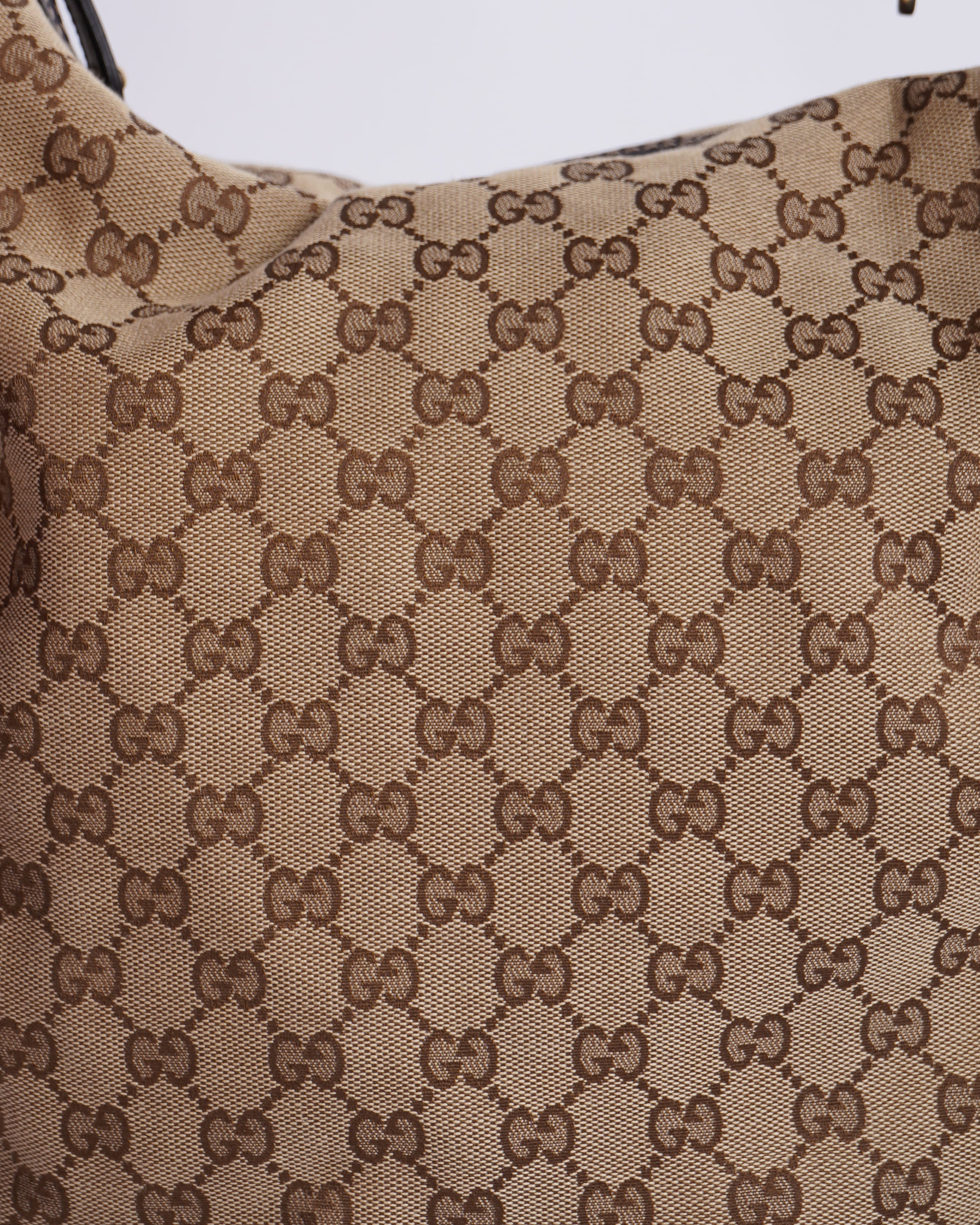 Gucci Beige/Dark Brown GG Canvas and Leather Medium Pelham Hobo