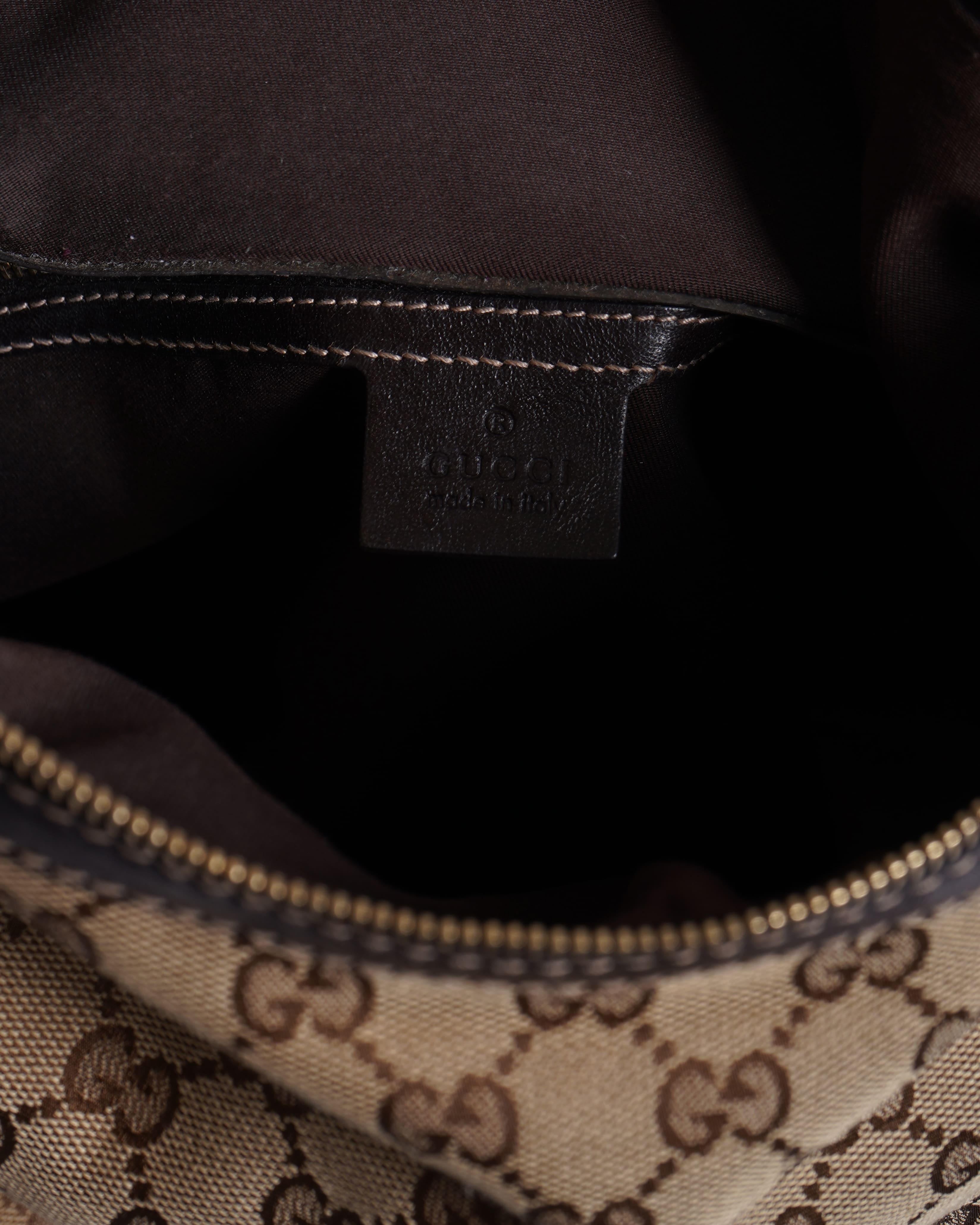 Gucci Beige/Dark Brown GG Canvas and Leather Medium Pelham Hobo