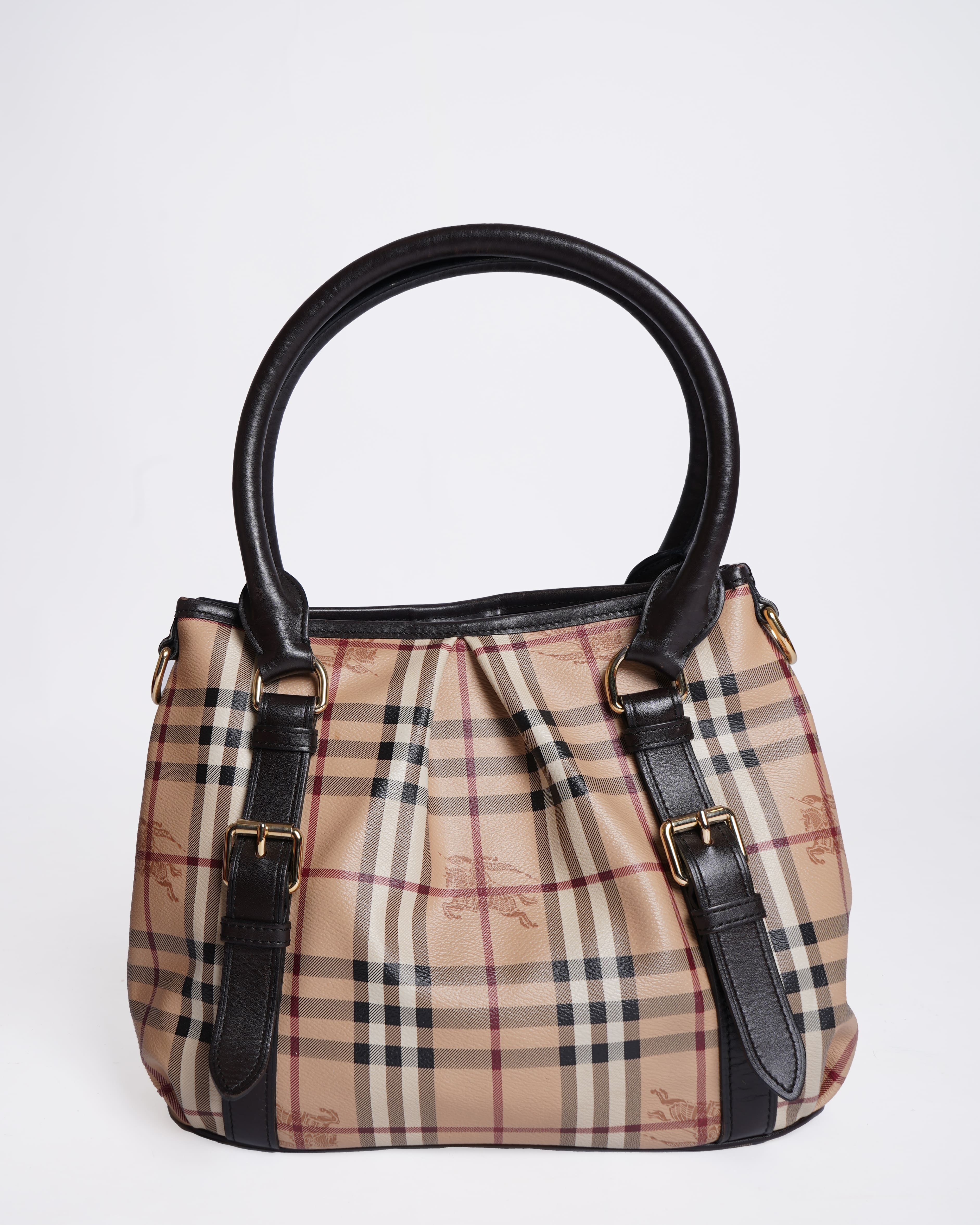 Burberry Beige Haymarket Check Coated Canvas  and Leather Northfield Tote