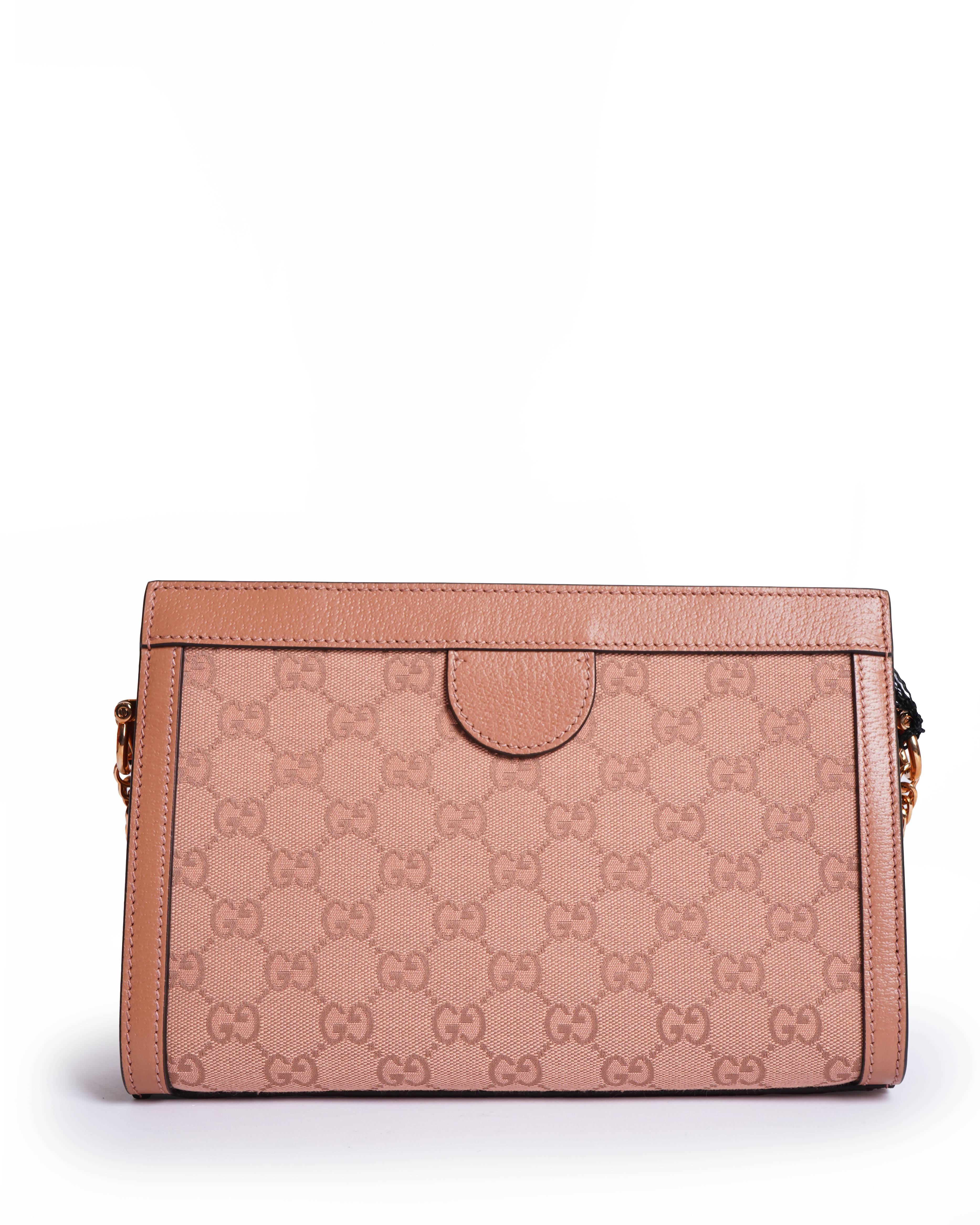 New Gucci ophidia small shoulder bag in pink canvas